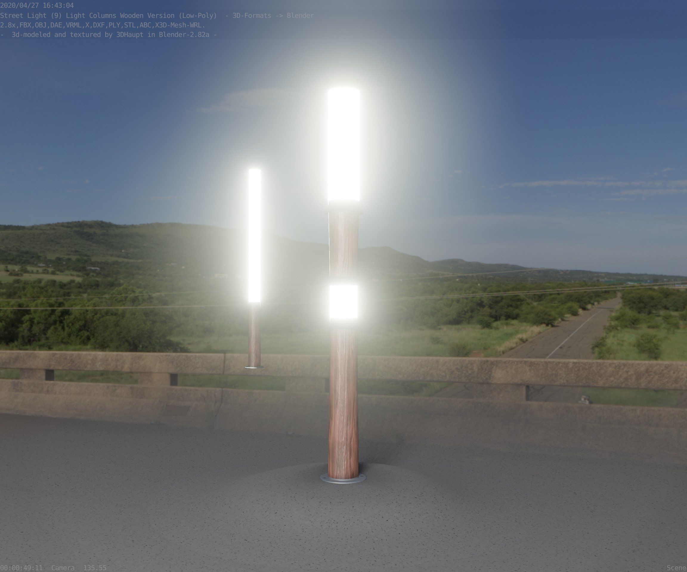 Wooden Light-Column 12 - Low-Poly Street-Light Set-9 Low-poly 3D model_87