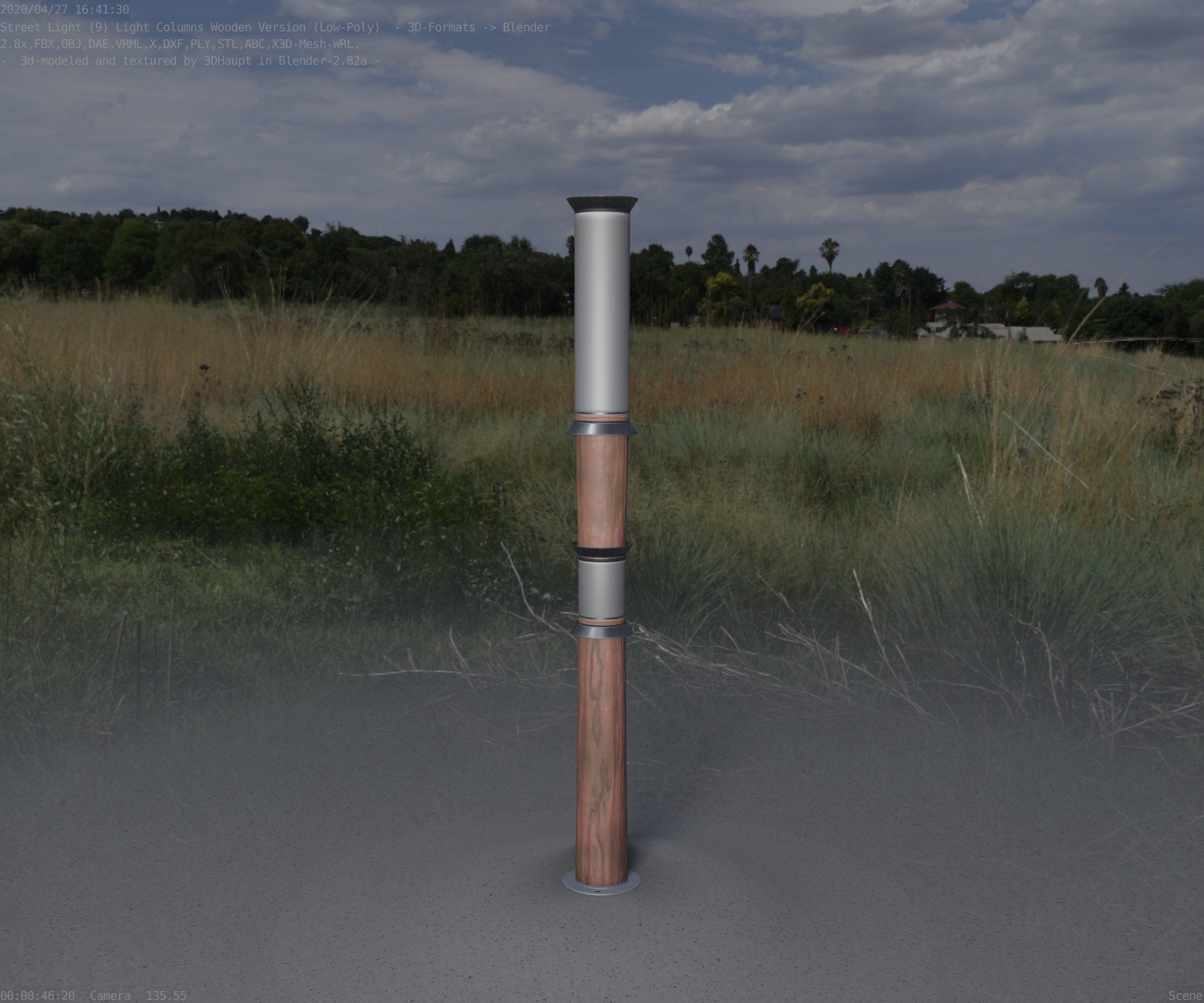 Wooden Light-Column 12 - Low-Poly Street-Light Set-9 Low-poly 3D model_24