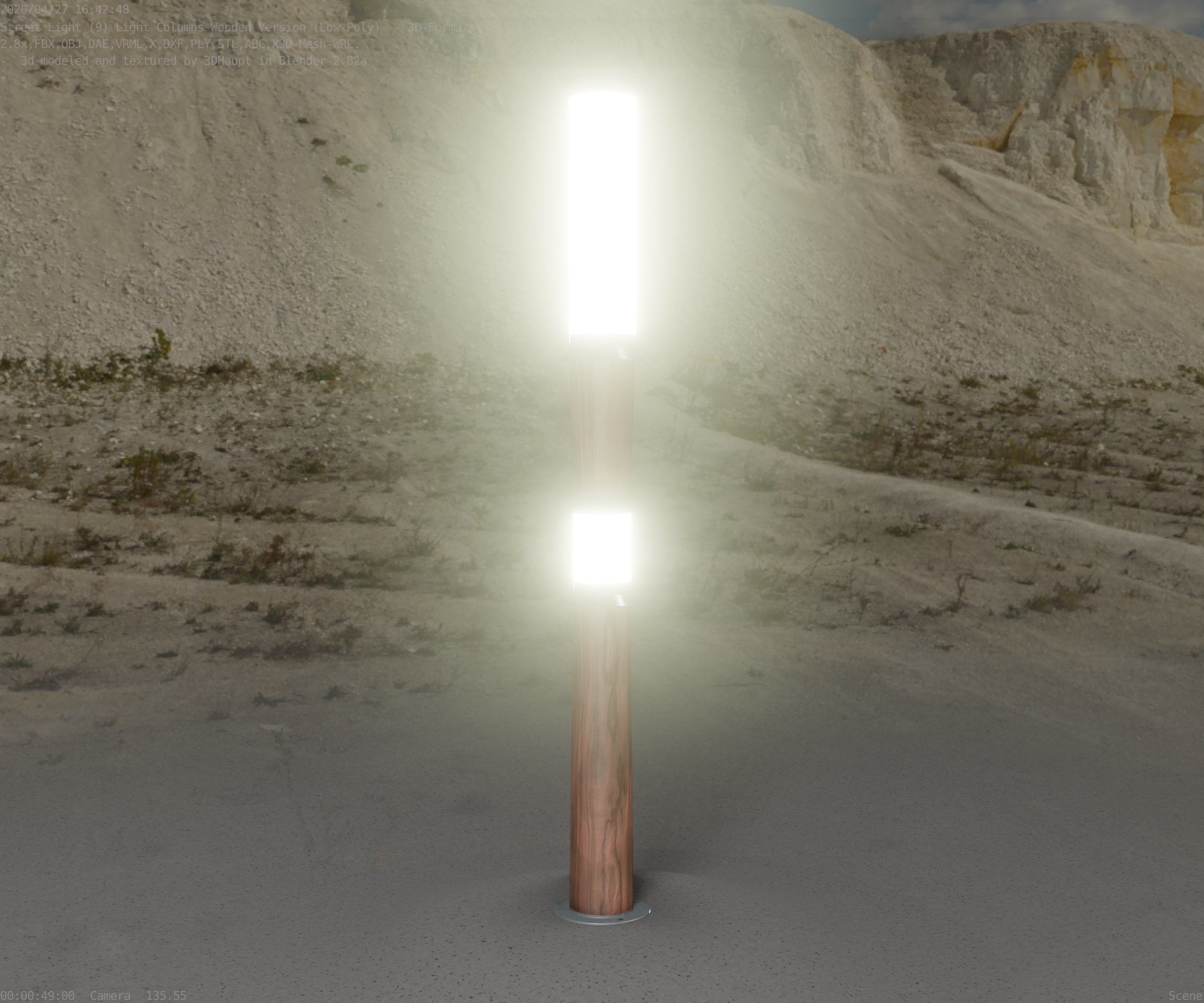 Wooden Light-Column 12 - Low-Poly Street-Light Set-9 Low-poly 3D model_76