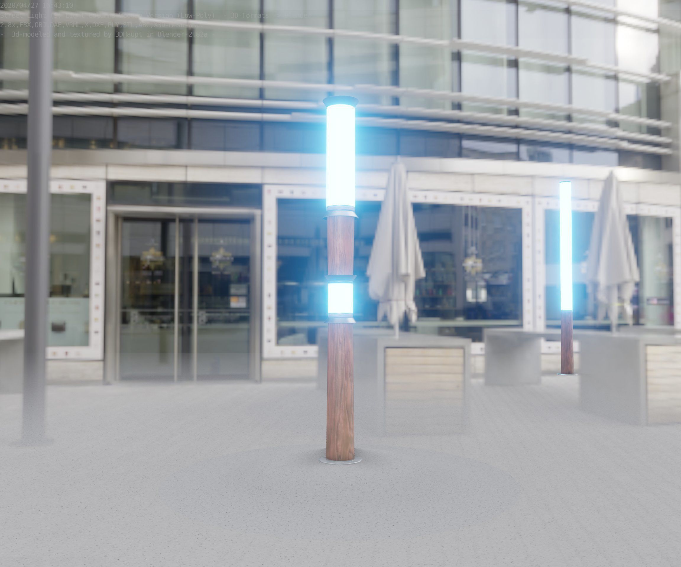 Wooden Light-Column 12 - Low-Poly Street-Light Set-9 Low-poly 3D model_91
