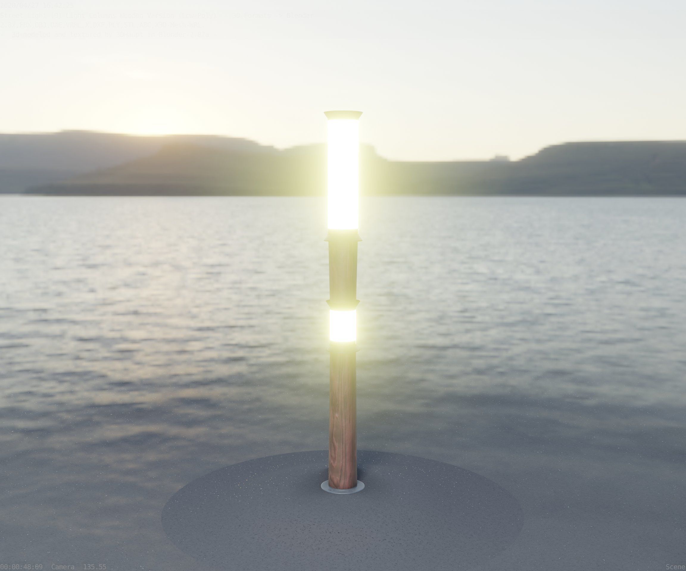 Wooden Light-Column 12 - Low-Poly Street-Light Set-9 Low-poly 3D model_61