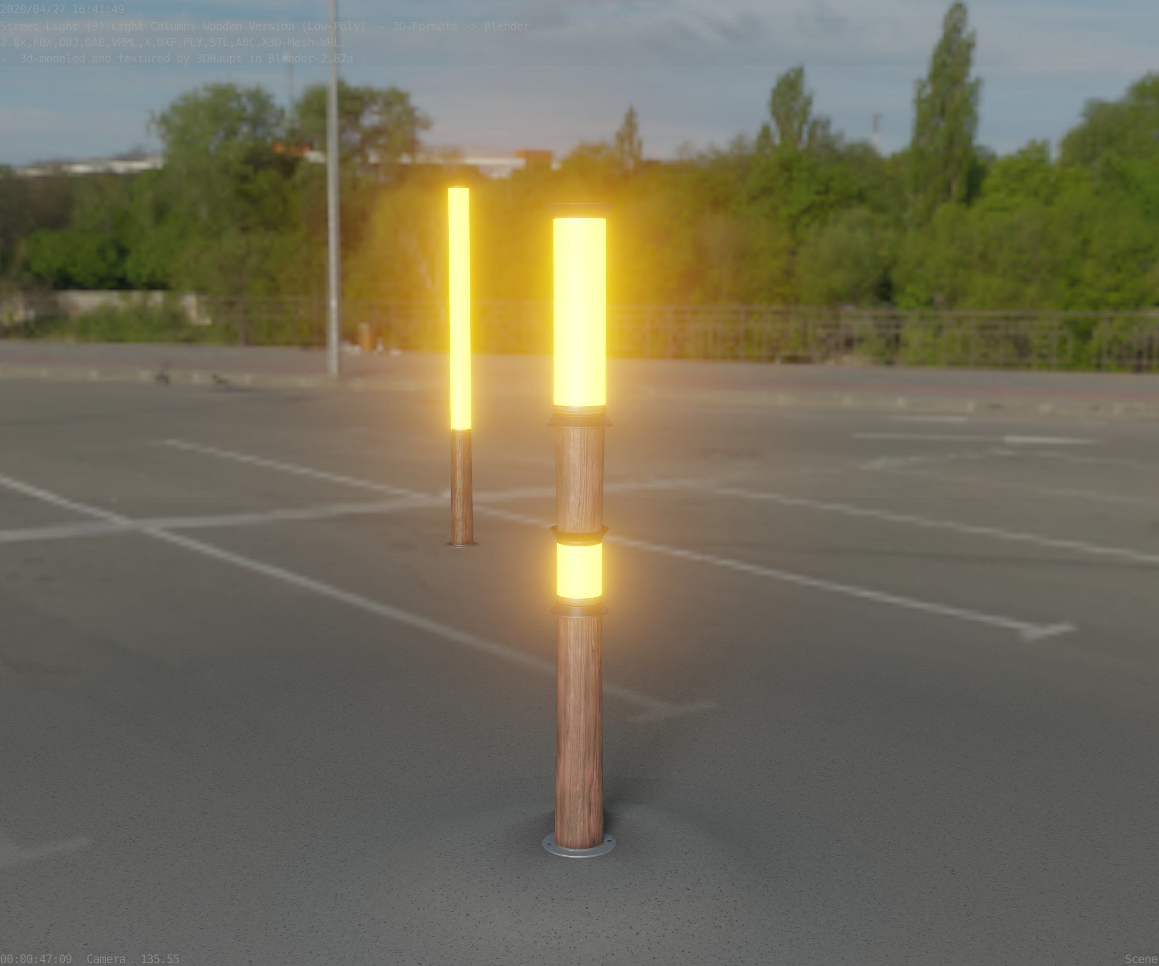 Wooden Light-Column 12 - Low-Poly Street-Light Set-9 Low-poly 3D model_37