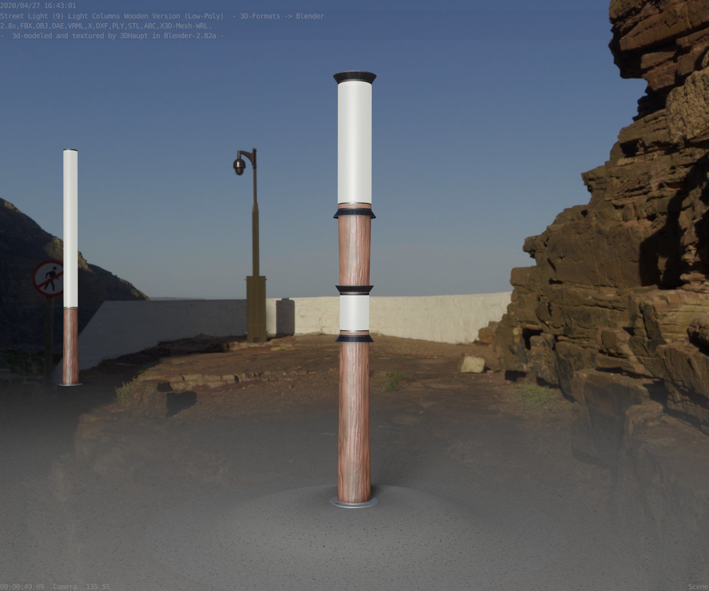 Wooden Light-Column 12 - Low-Poly Street-Light Set-9 Low-poly 3D model_85