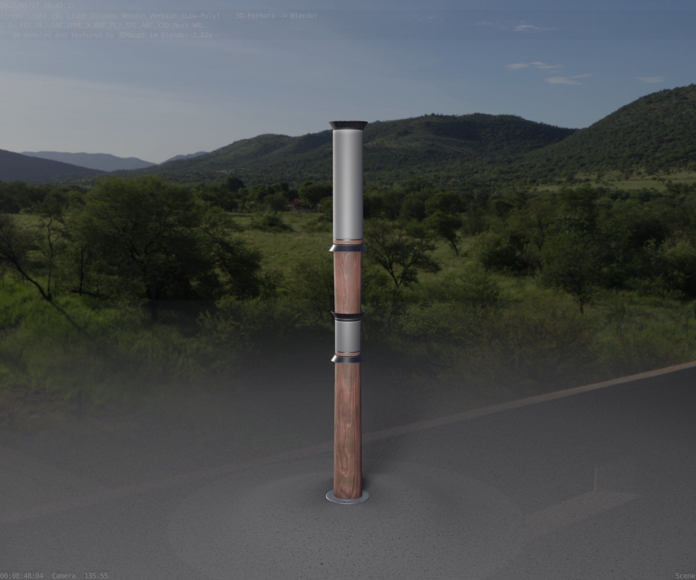 Wooden Light-Column 12 - Low-Poly Street-Light Set-9 Low-poly 3D model_56