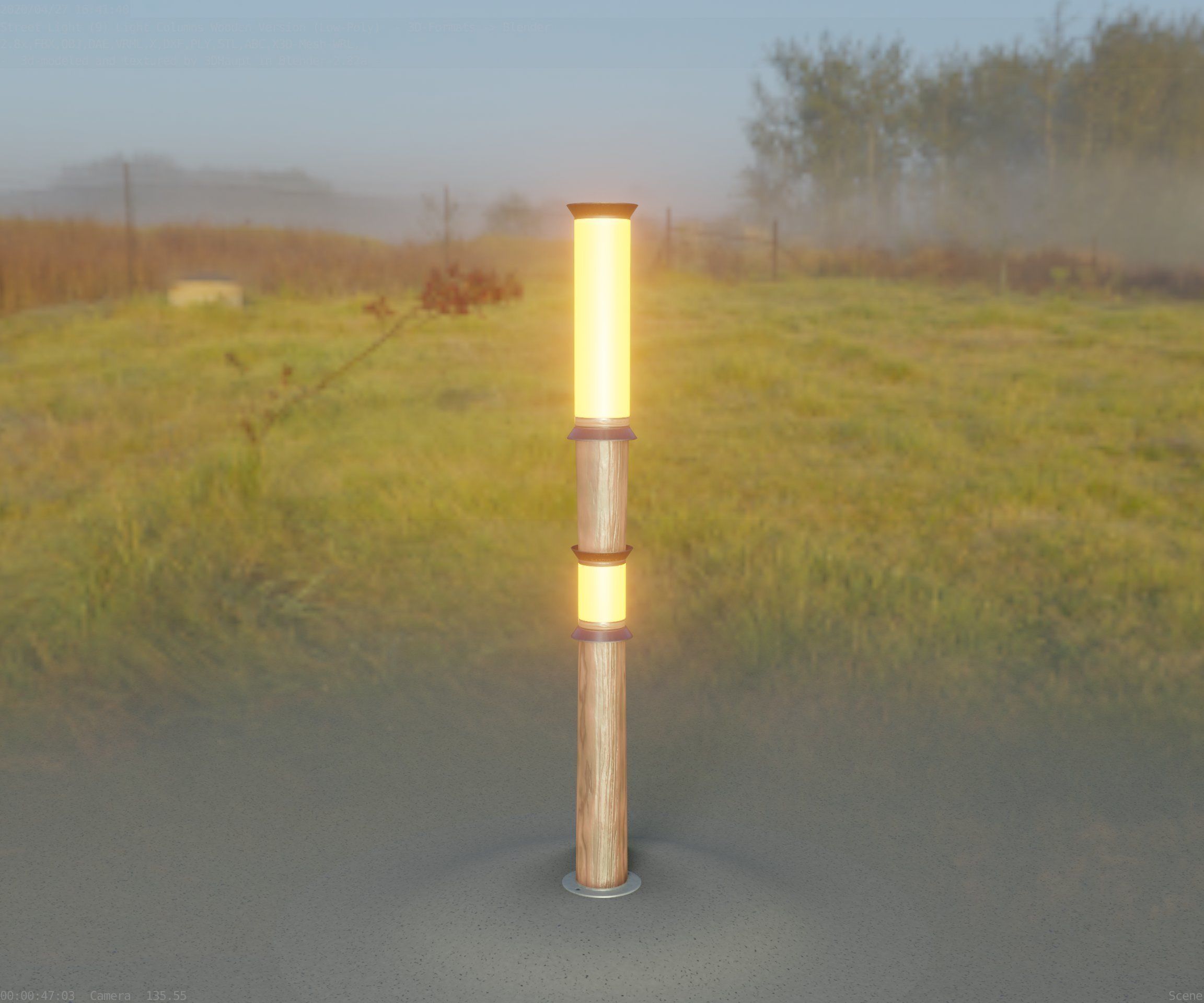 Wooden Light-Column 12 - Low-Poly Street-Light Set-9 Low-poly 3D model_31