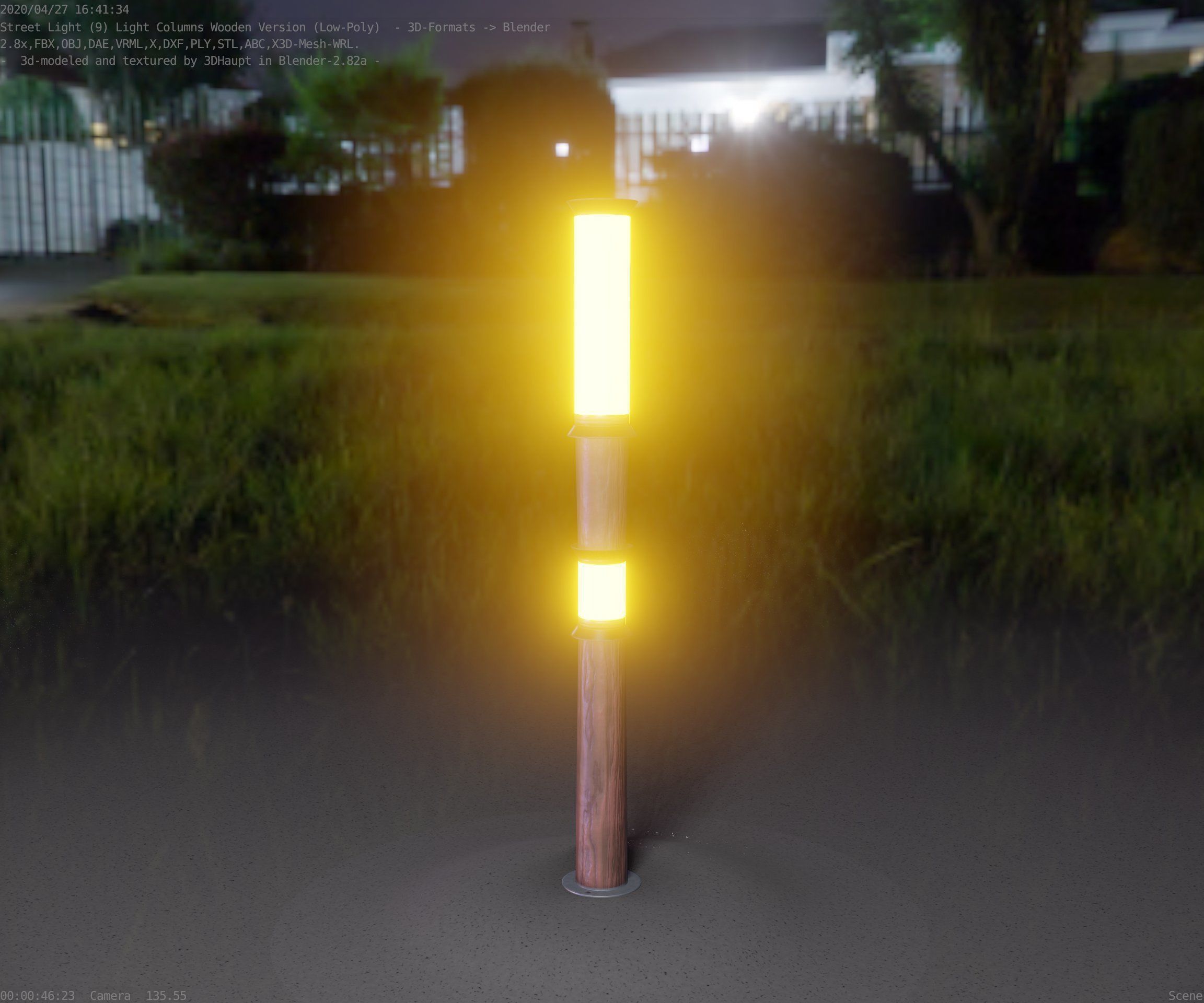 Wooden Light-Column 12 - Low-Poly Street-Light Set-9 Low-poly 3D model_27