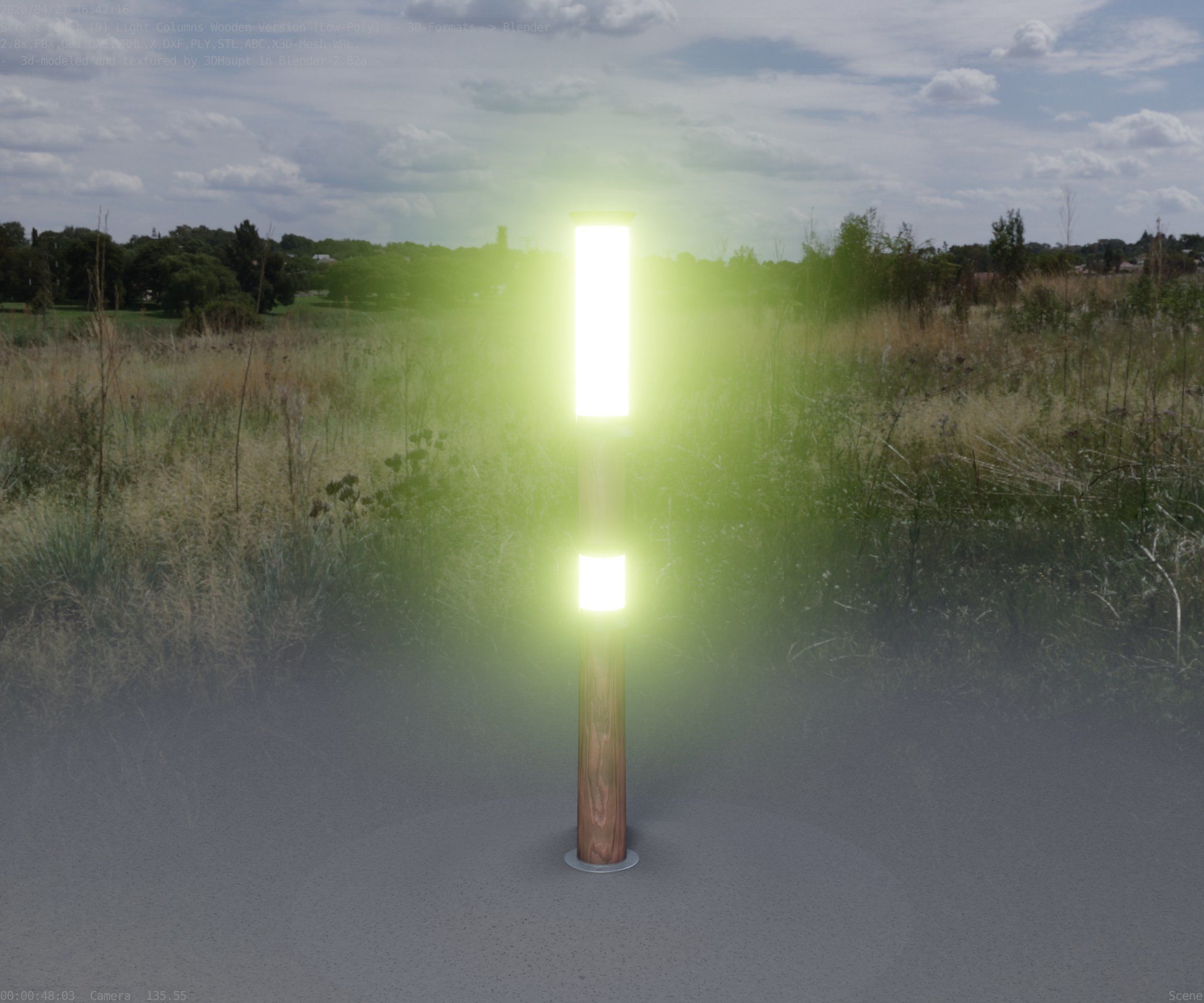 Wooden Light-Column 12 - Low-Poly Street-Light Set-9 Low-poly 3D model_55
