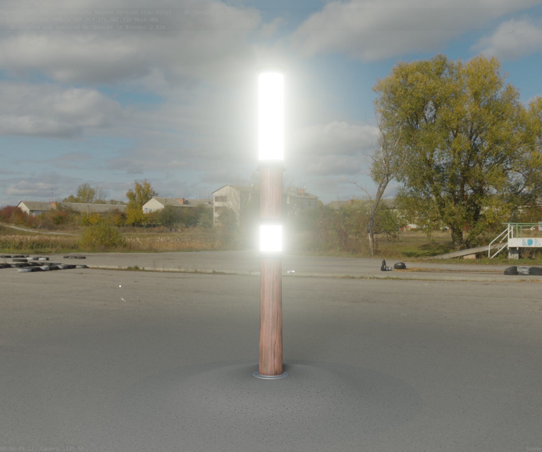 Wooden Light-Column 12 - Low-Poly Street-Light Set-9 Low-poly 3D model_88