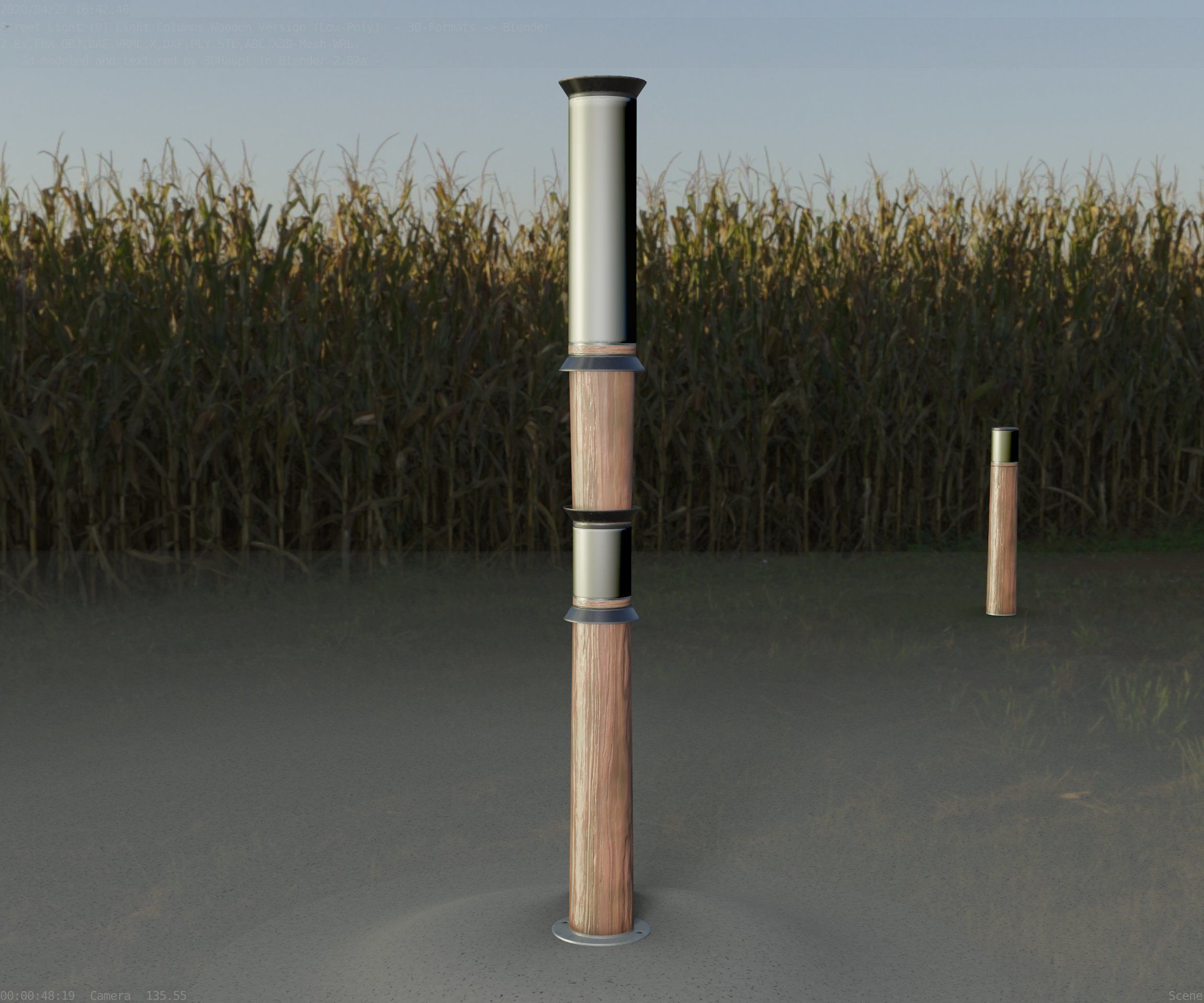 Wooden Light-Column 12 - Low-Poly Street-Light Set-9 Low-poly 3D model_71