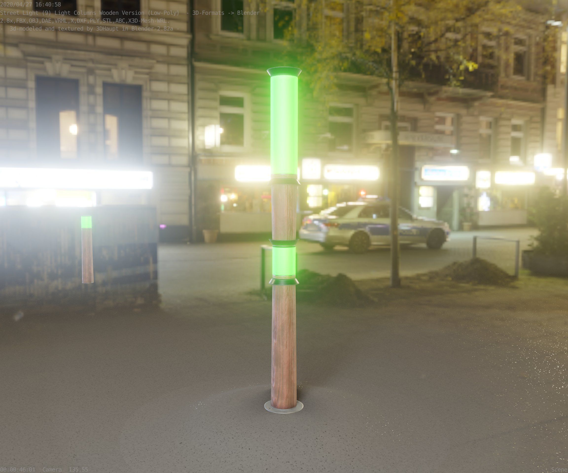 Wooden Light-Column 12 - Low-Poly Street-Light Set-9 Low-poly 3D model_5