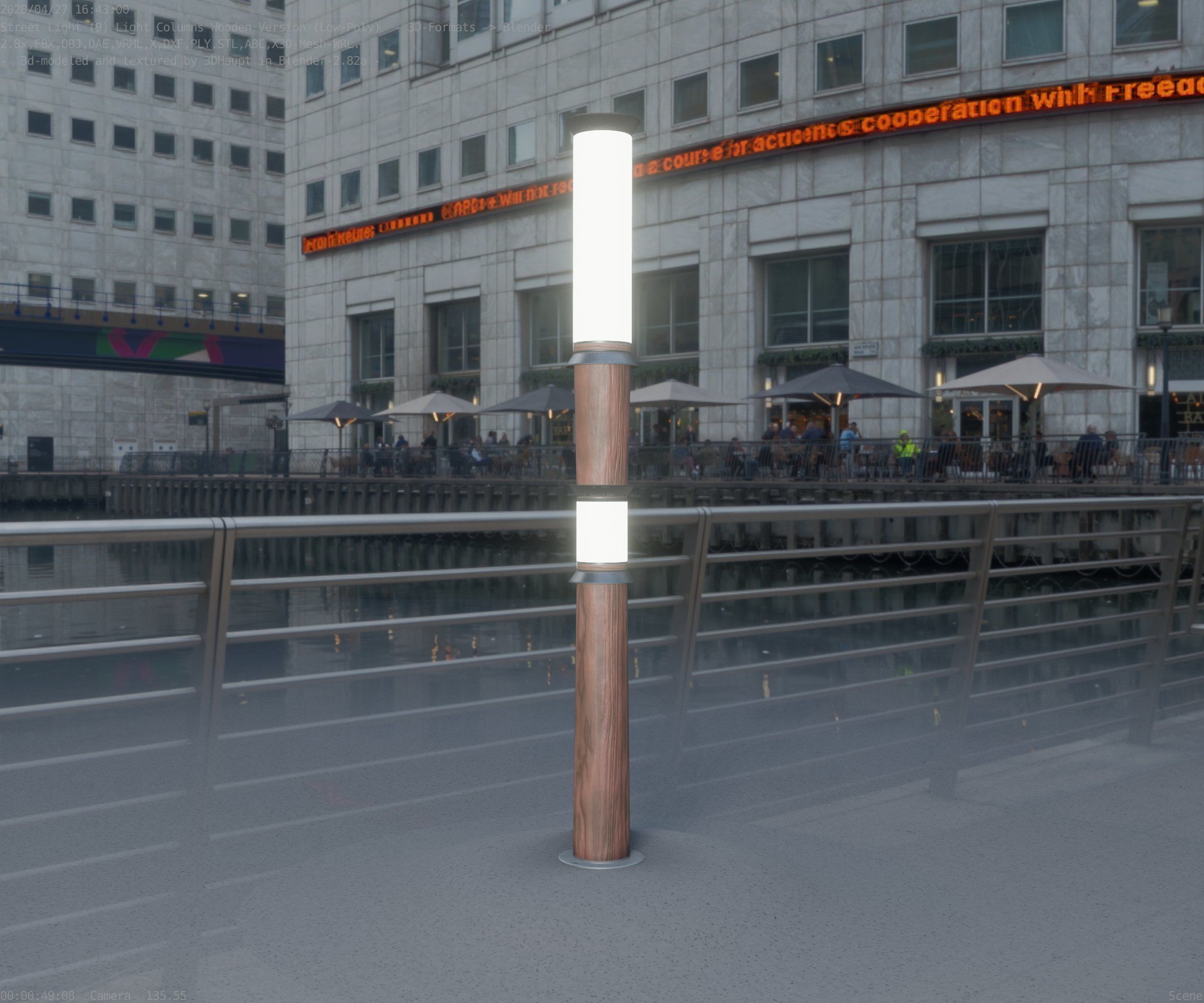 Wooden Light-Column 12 - Low-Poly Street-Light Set-9 Low-poly 3D model_84