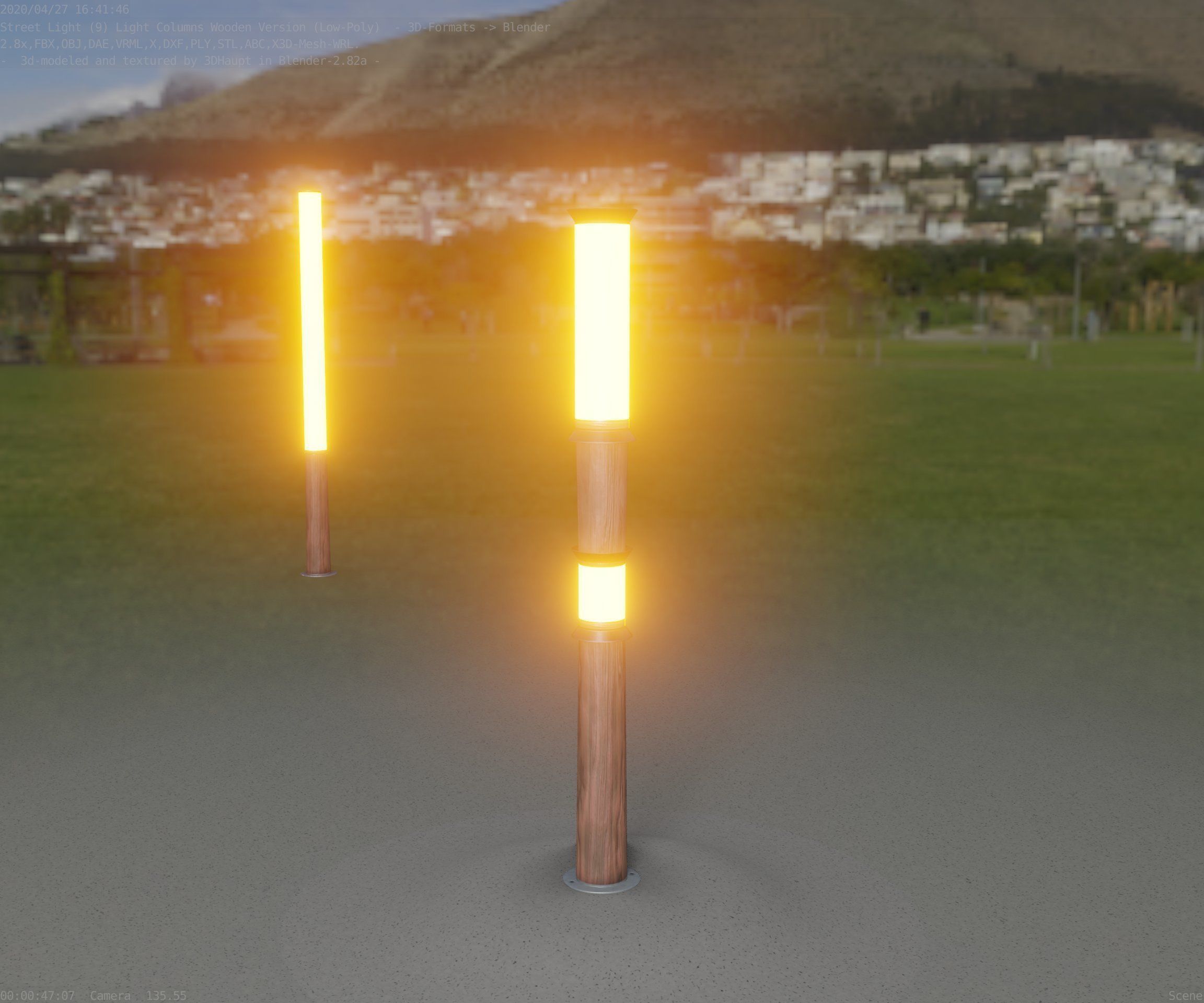 Wooden Light-Column 12 - Low-Poly Street-Light Set-9 Low-poly 3D model_35