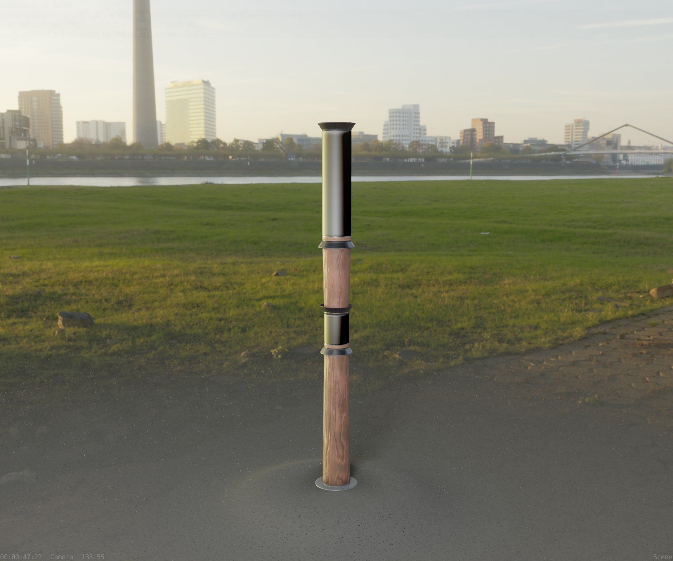 Wooden Light-Column 12 - Low-Poly Street-Light Set-9 Low-poly 3D model_50