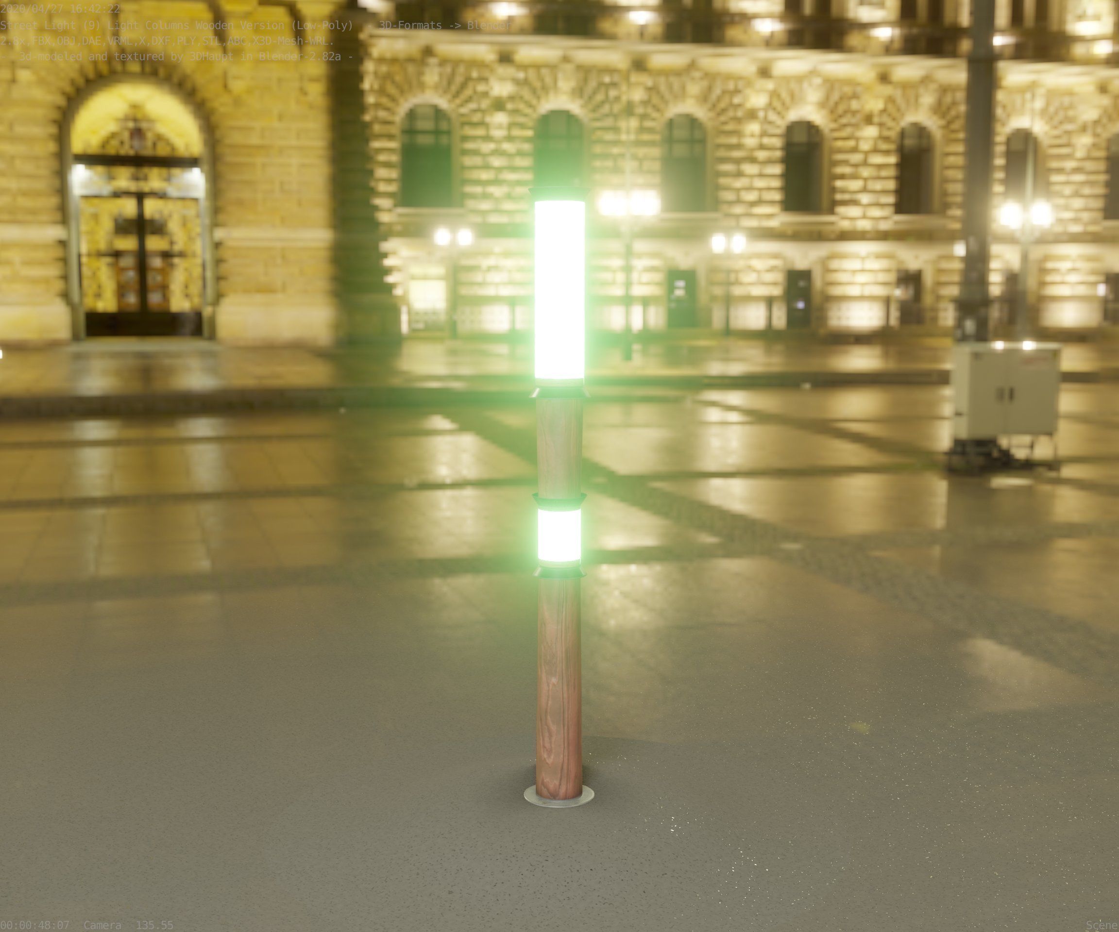 Wooden Light-Column 12 - Low-Poly Street-Light Set-9 Low-poly 3D model_59