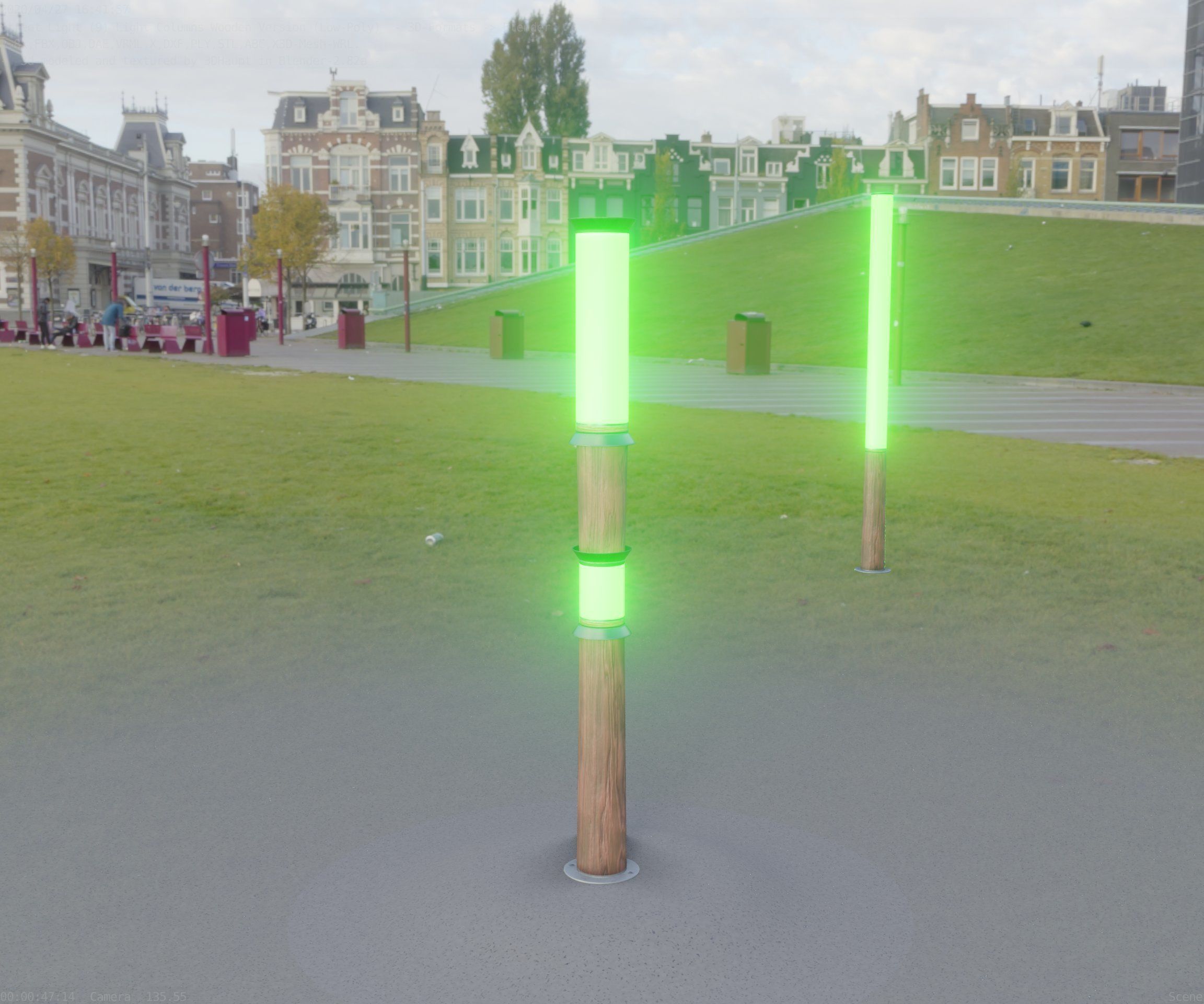 Wooden Light-Column 12 - Low-Poly Street-Light Set-9 Low-poly 3D model_42