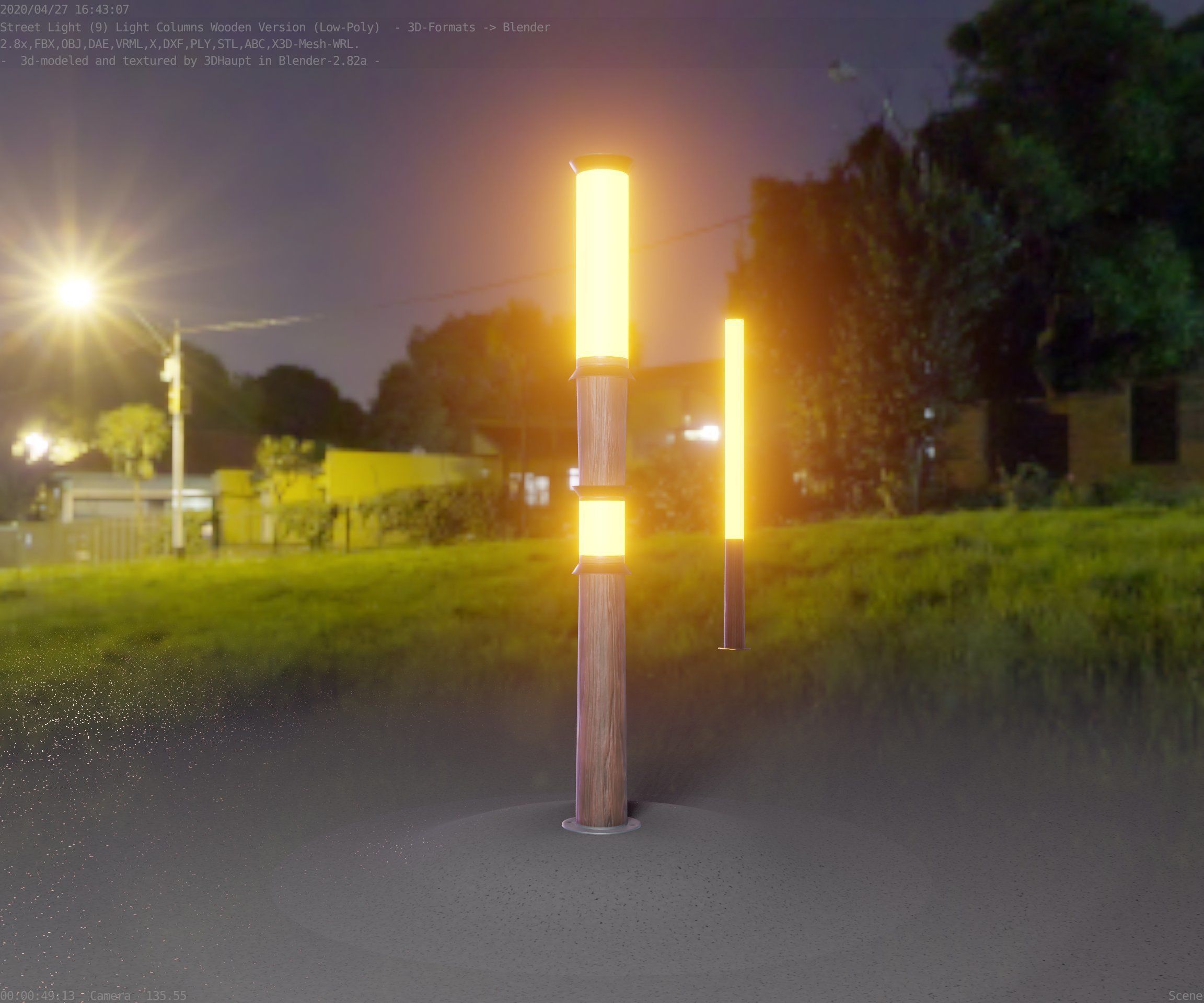 Wooden Light-Column 12 - Low-Poly Street-Light Set-9 Low-poly 3D model_89