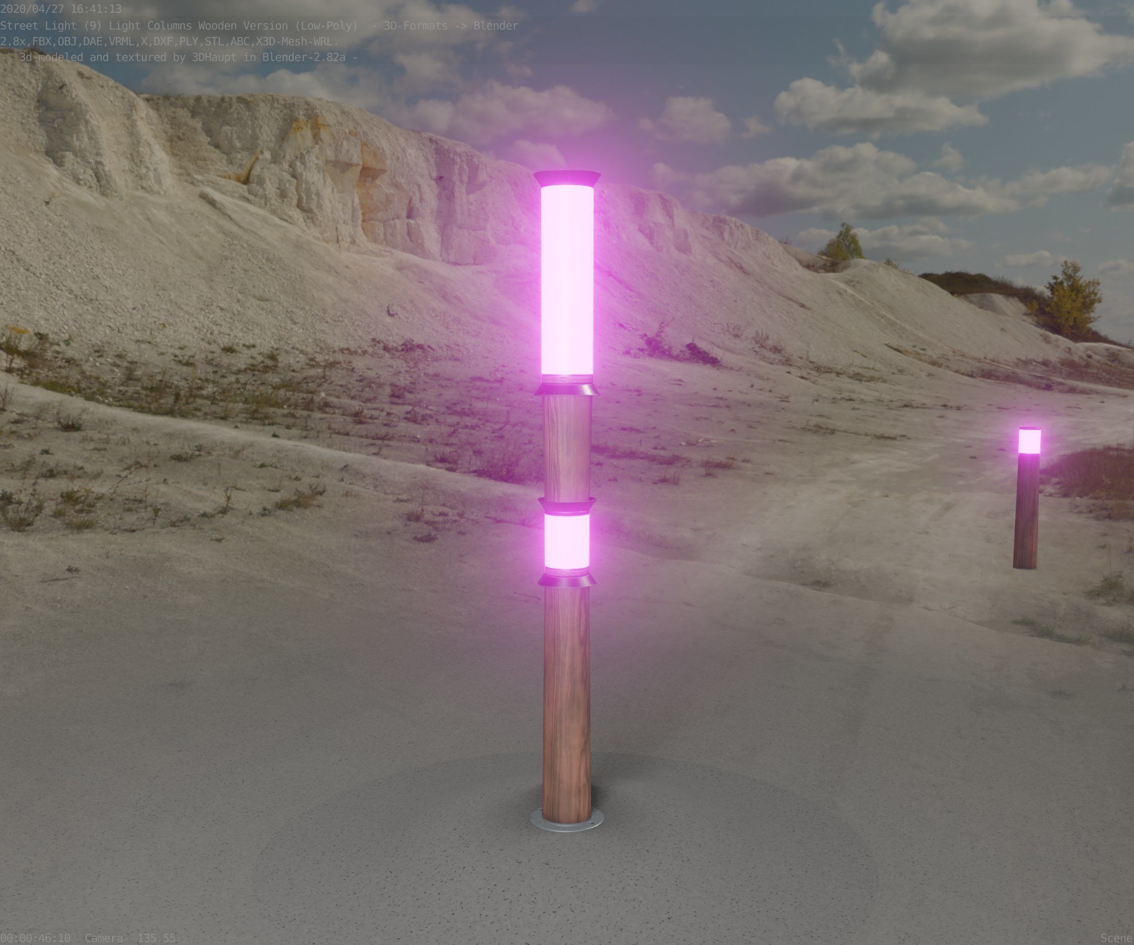 Wooden Light-Column 12 - Low-Poly Street-Light Set-9 Low-poly 3D model_14