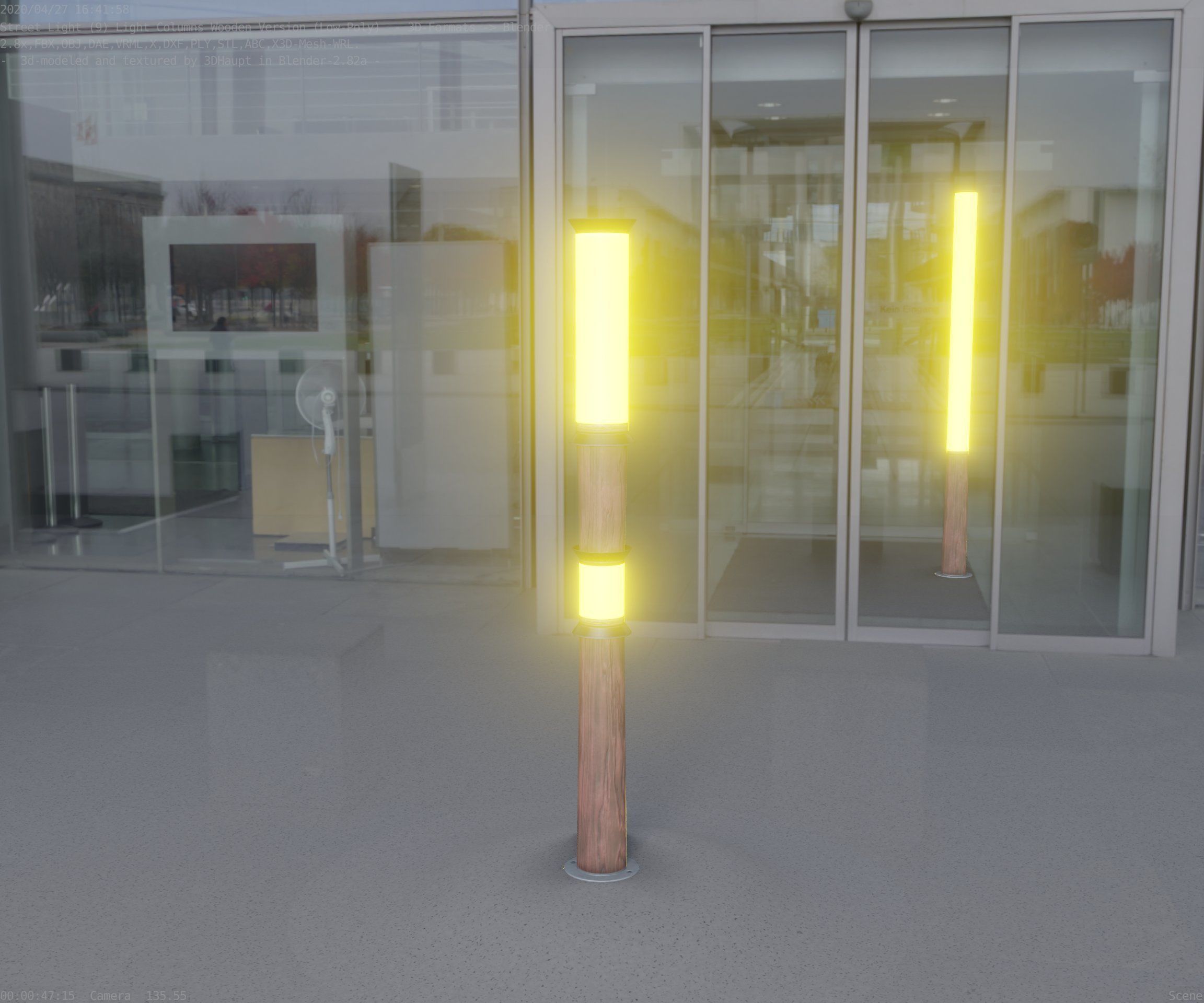 Wooden Light-Column 12 - Low-Poly Street-Light Set-9 Low-poly 3D model_43