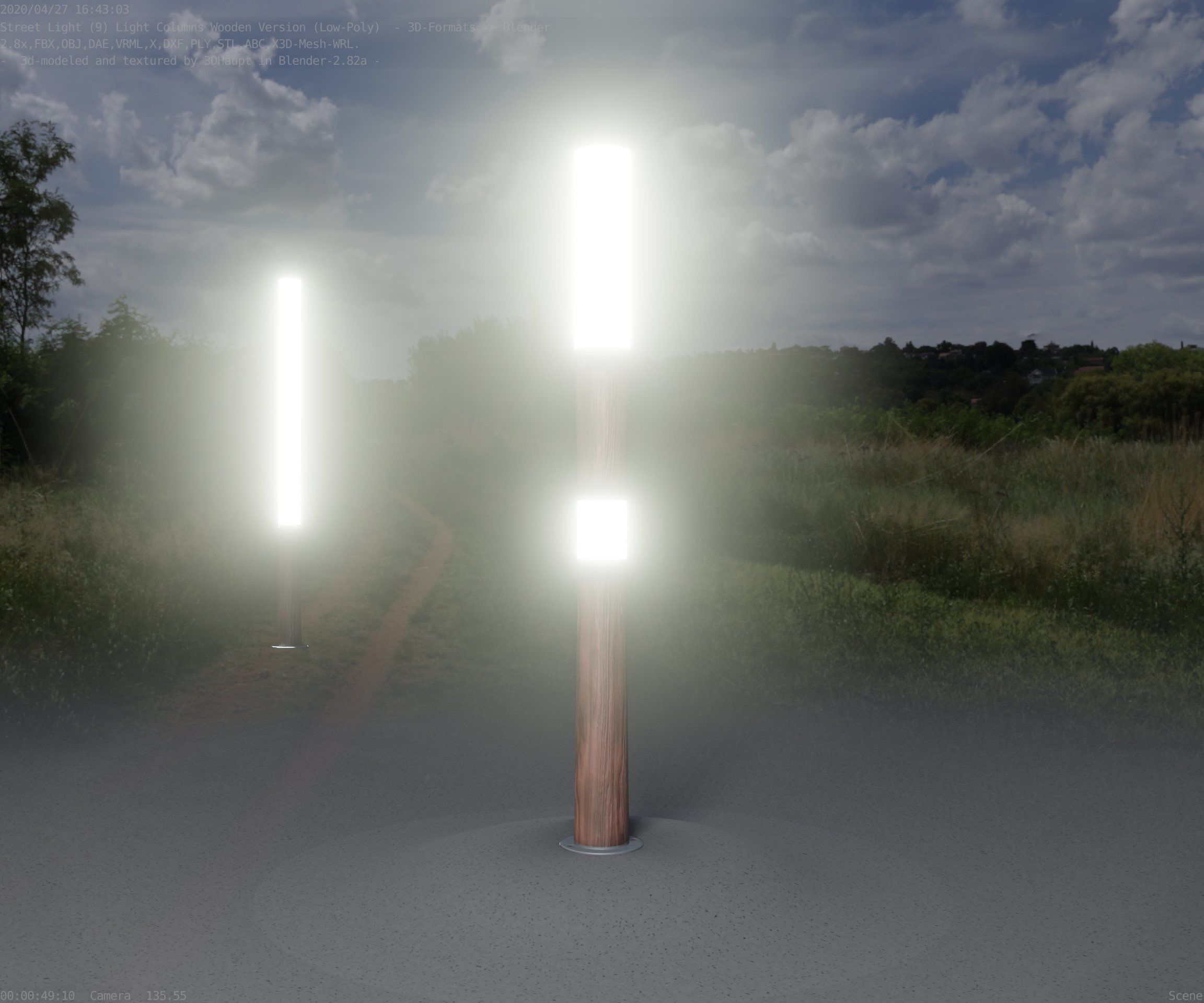 Wooden Light-Column 12 - Low-Poly Street-Light Set-9 Low-poly 3D model_86