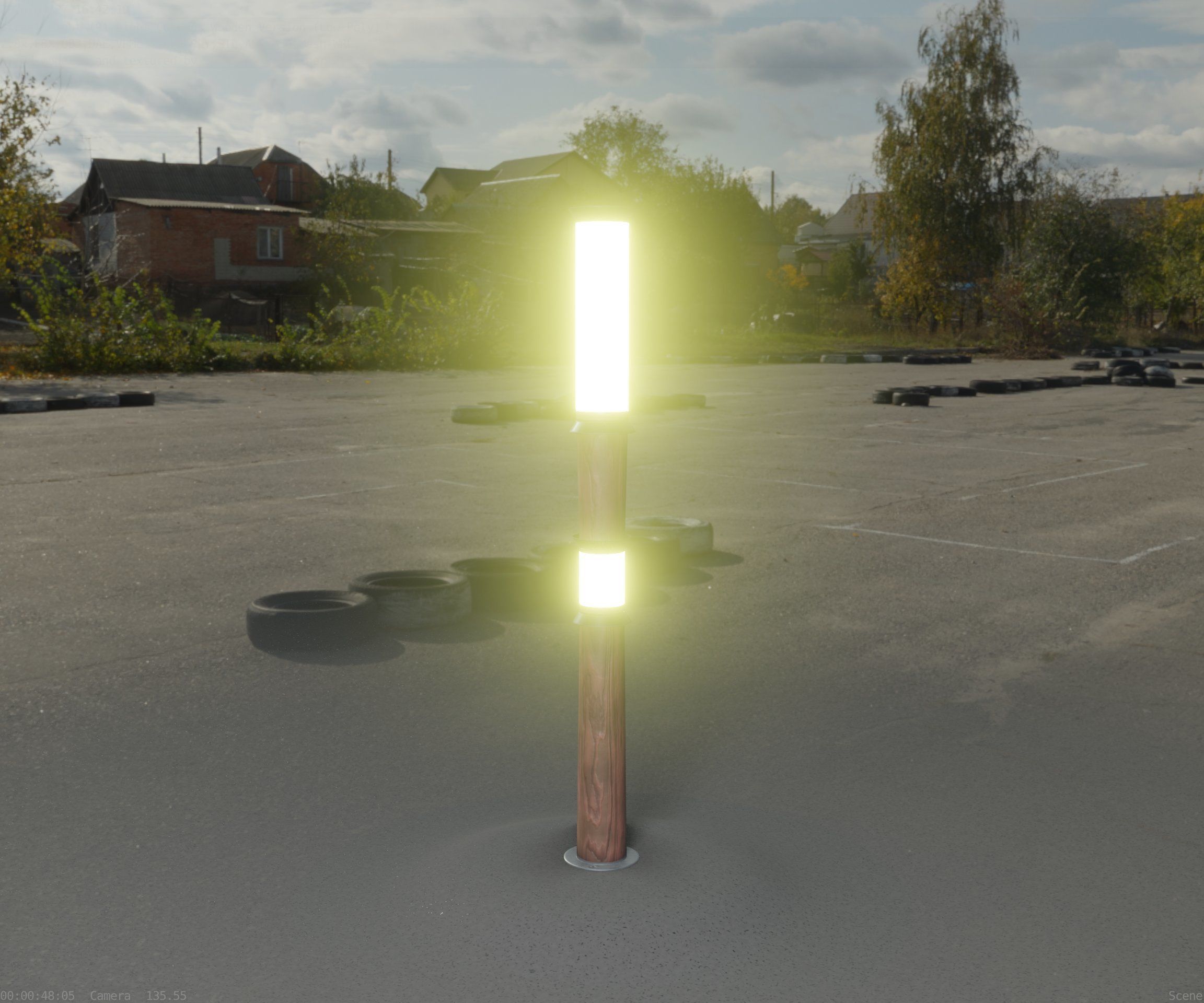 Wooden Light-Column 12 - Low-Poly Street-Light Set-9 Low-poly 3D model_57