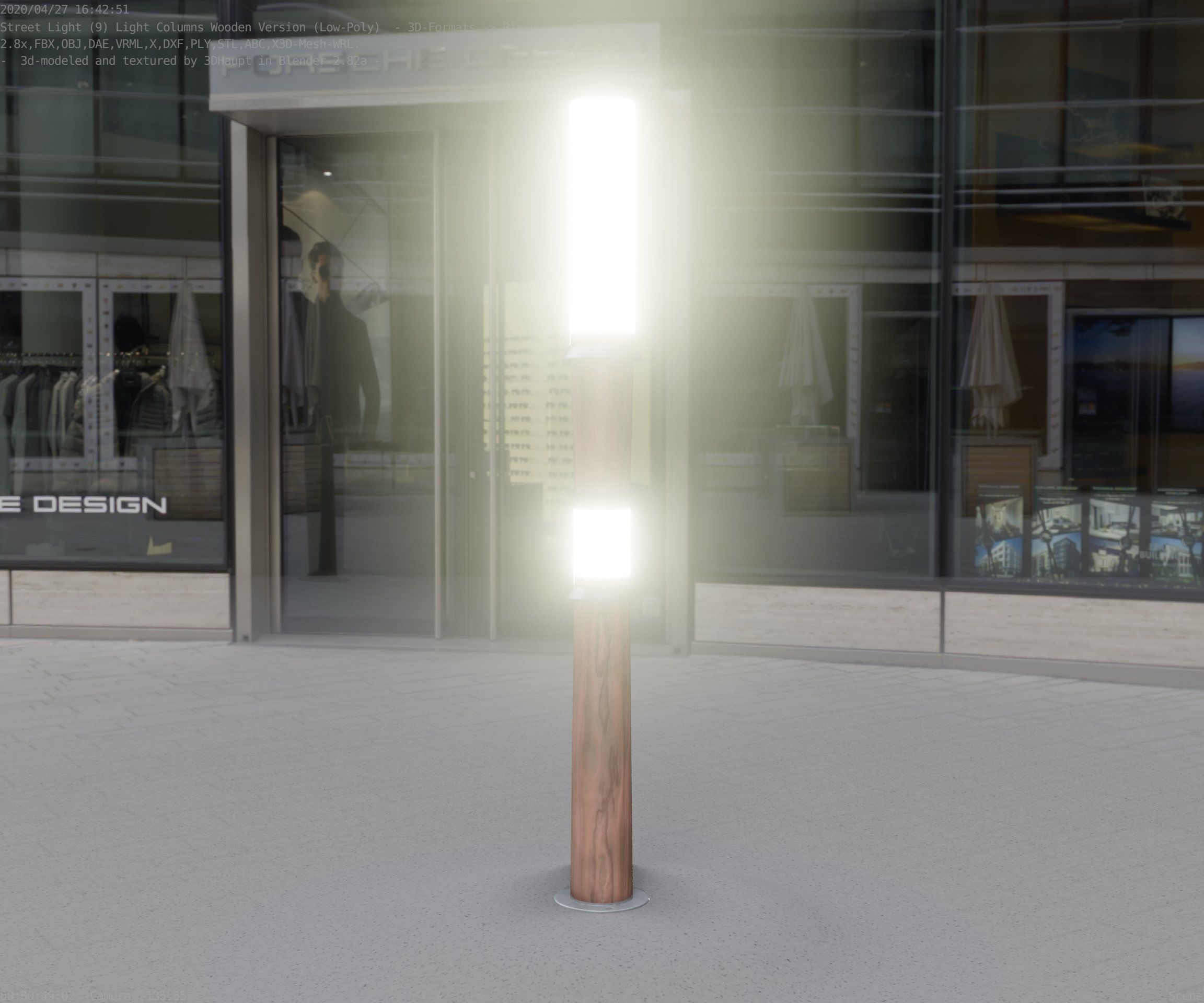 Wooden Light-Column 12 - Low-Poly Street-Light Set-9 Low-poly 3D model_78