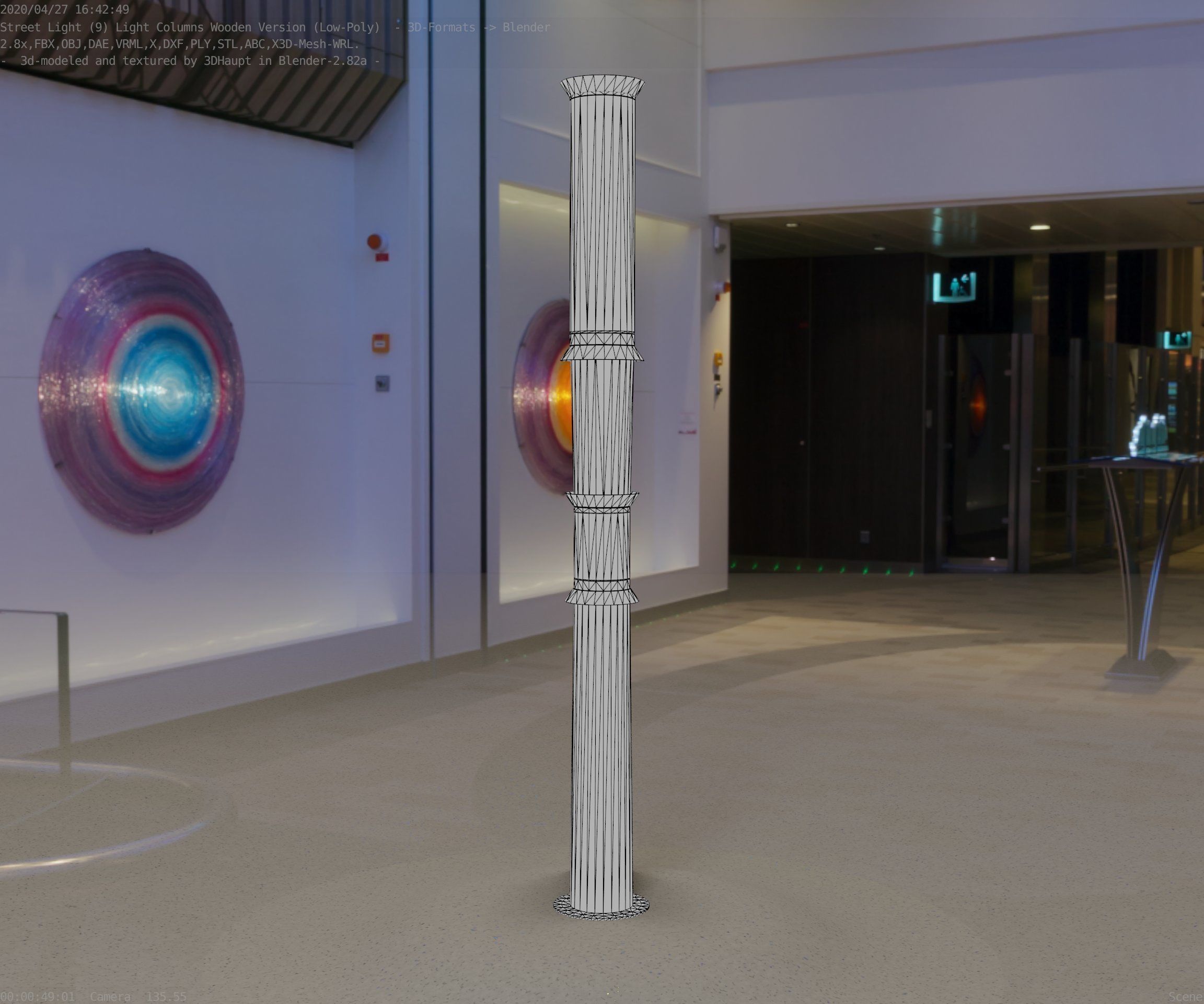 Wooden Light-Column 12 - Low-Poly Street-Light Set-9 Low-poly 3D model_77
