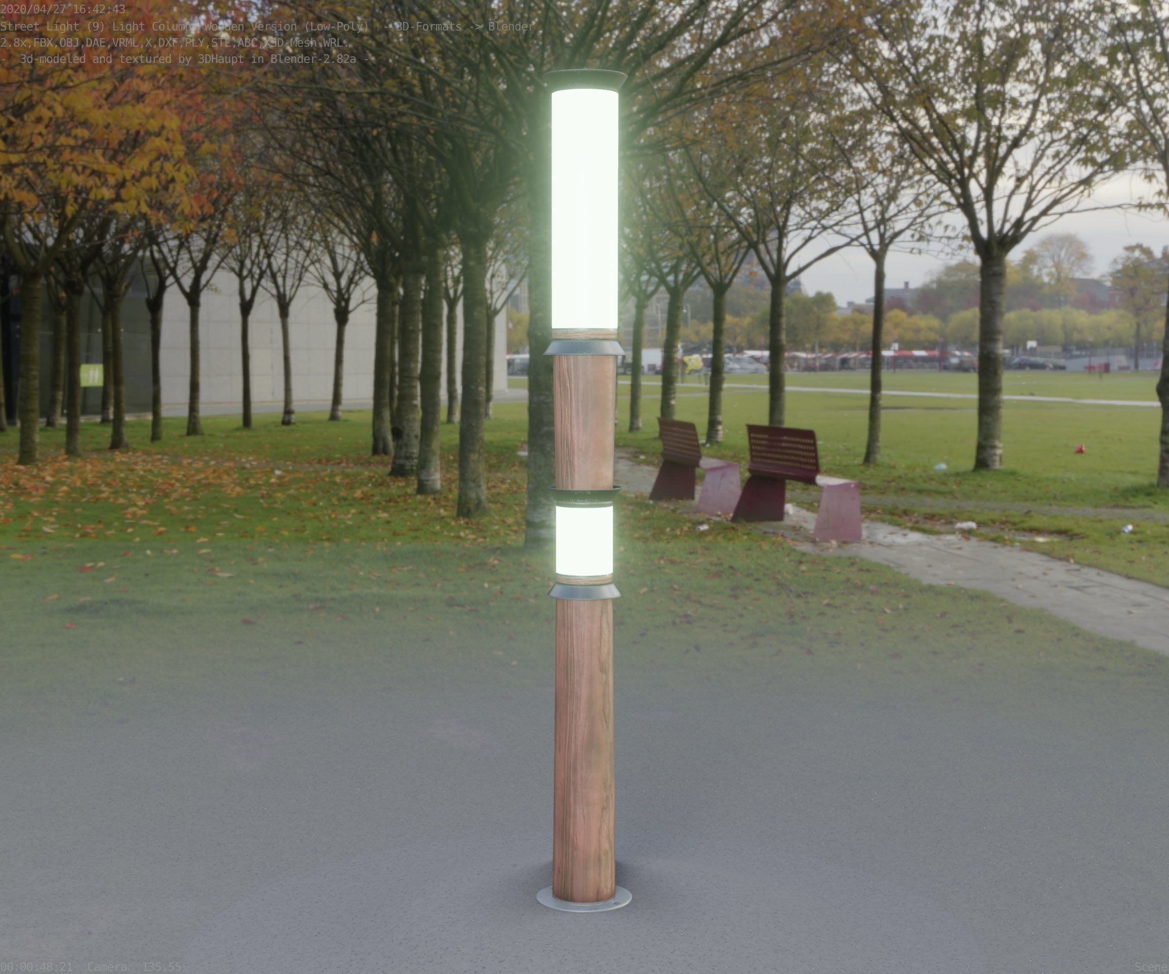 Wooden Light-Column 12 - Low-Poly Street-Light Set-9 Low-poly 3D model_73