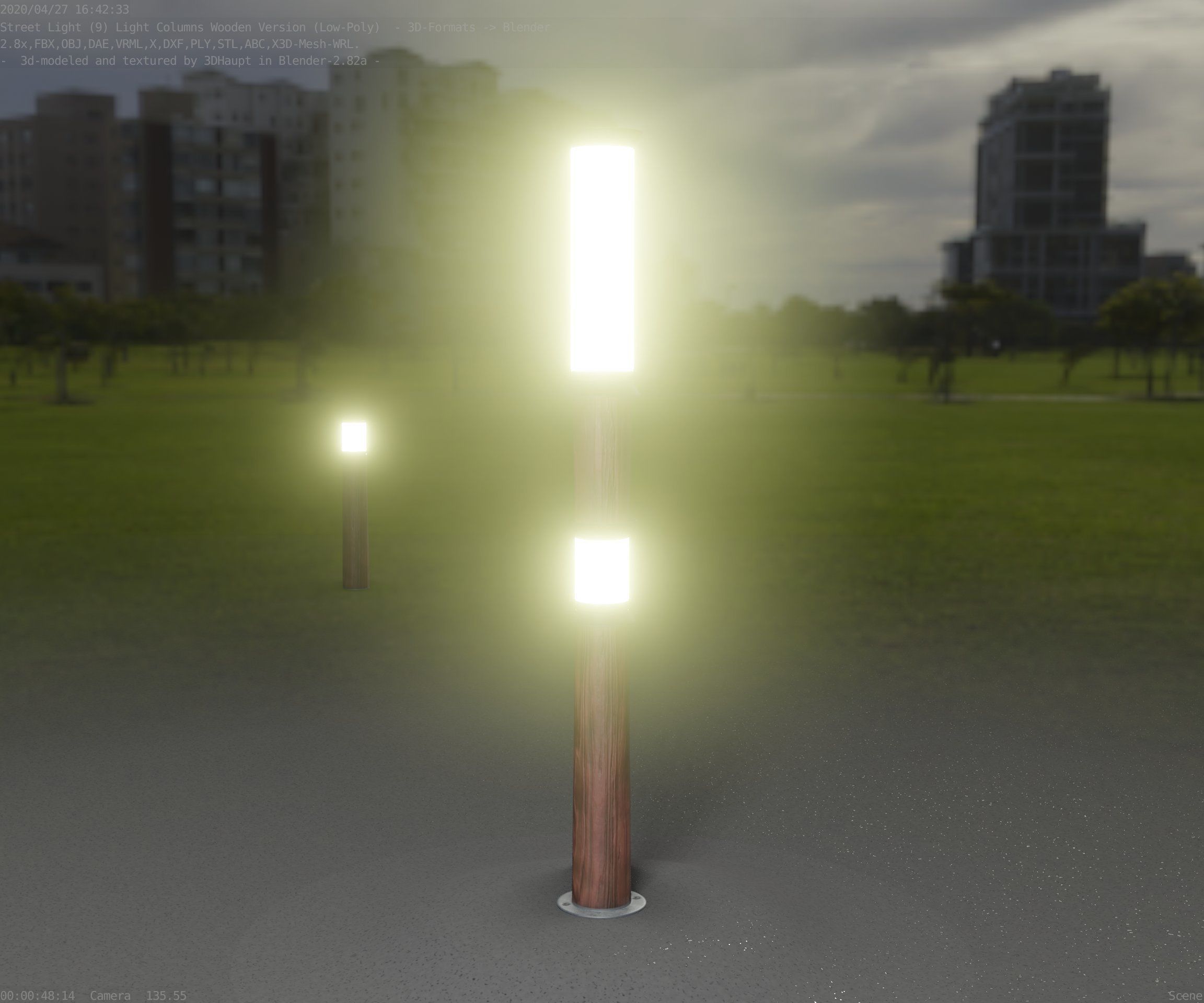 Wooden Light-Column 12 - Low-Poly Street-Light Set-9 Low-poly 3D model_66