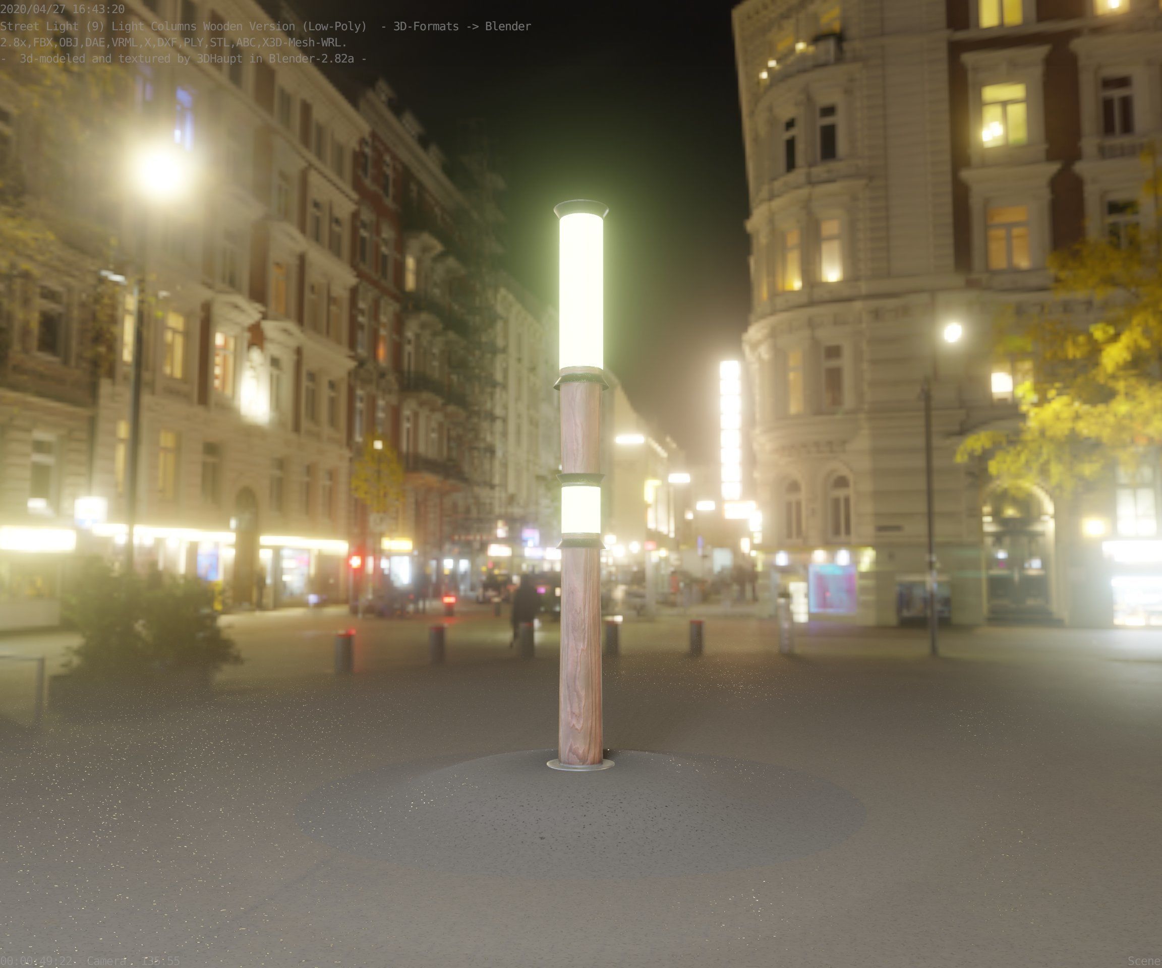 Wooden Light-Column 12 - Low-Poly Street-Light Set-9 Low-poly 3D model_98
