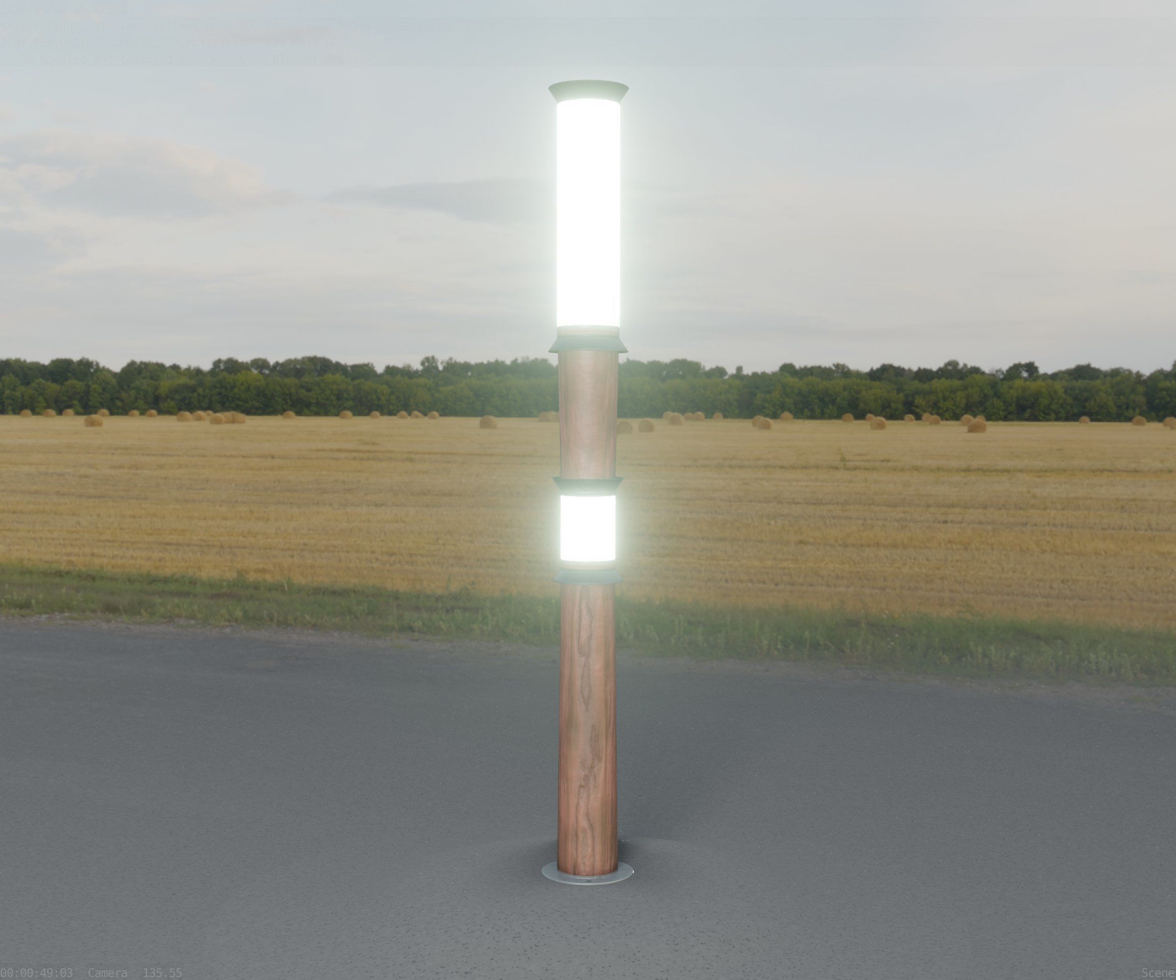 Wooden Light-Column 12 - Low-Poly Street-Light Set-9 Low-poly 3D model_79