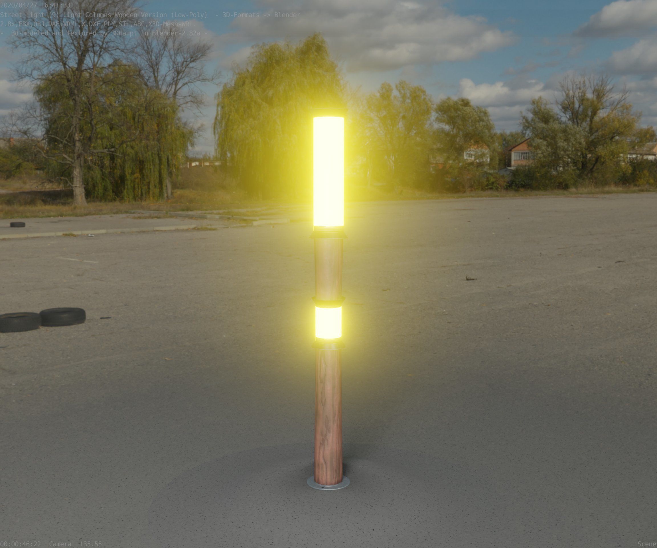 Wooden Light-Column 12 - Low-Poly Street-Light Set-9 Low-poly 3D model_26