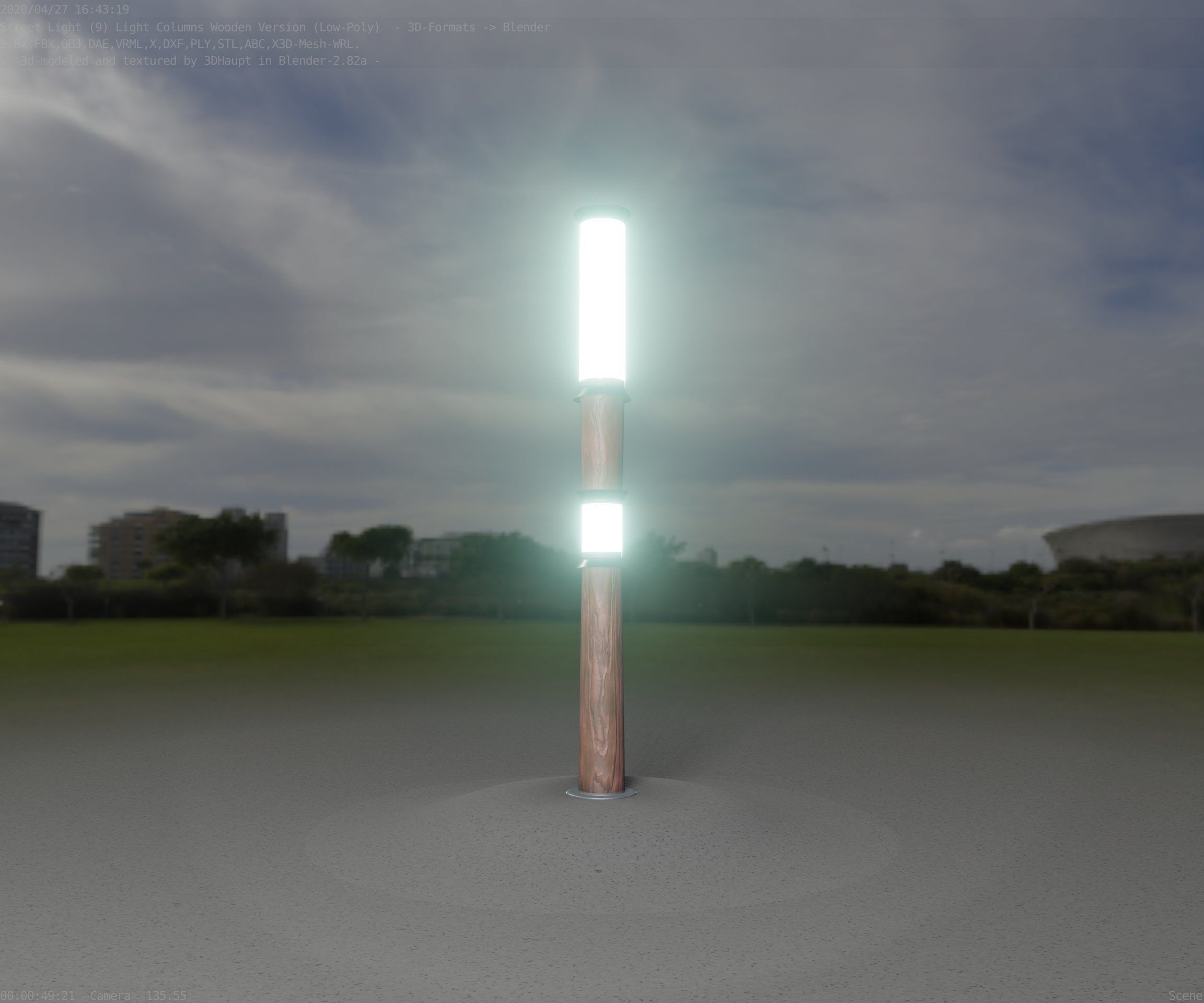 Wooden Light-Column 12 - Low-Poly Street-Light Set-9 Low-poly 3D model_97