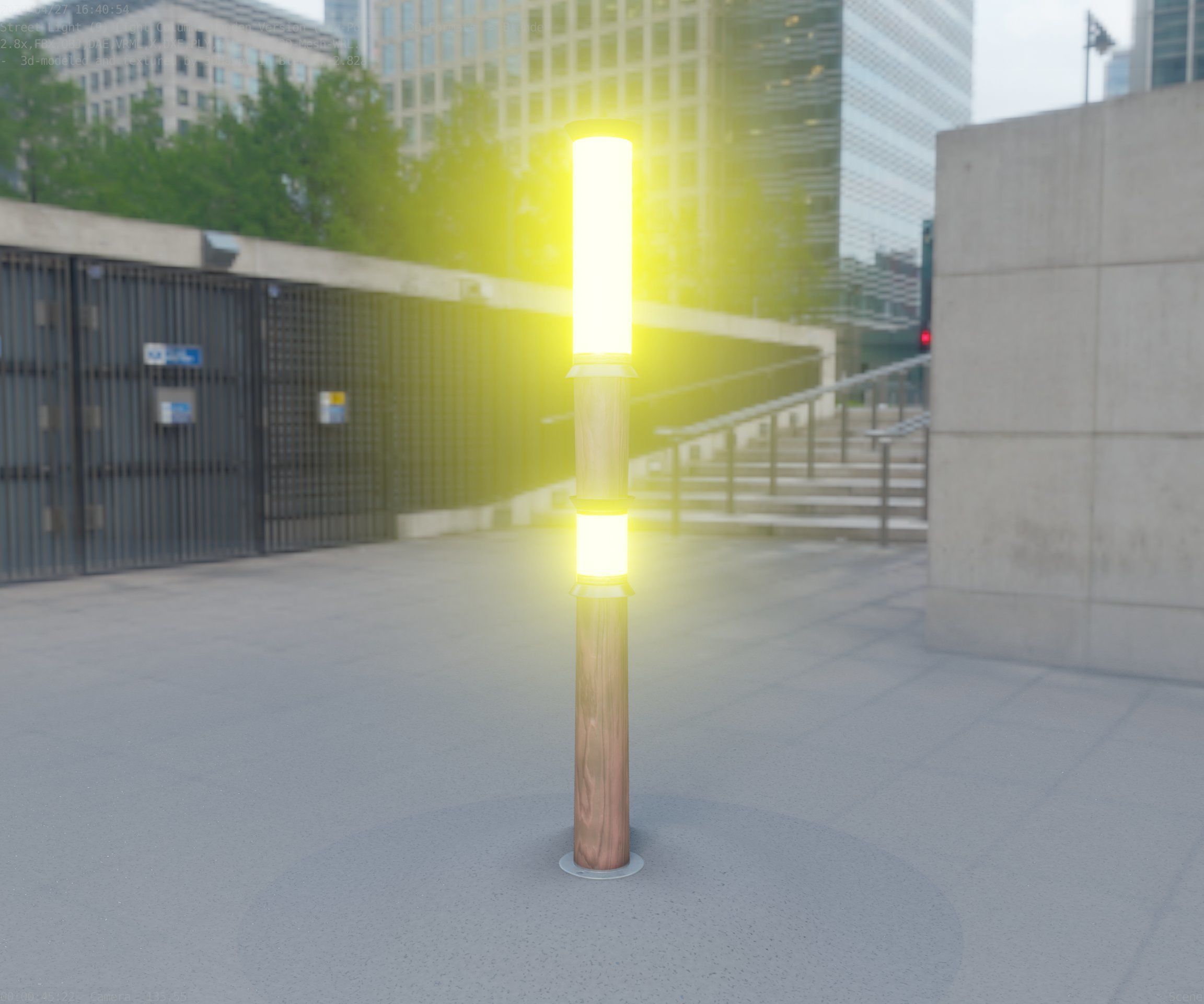 Wooden Light-Column 12 - Low-Poly Street-Light Set-9 Low-poly 3D model_2