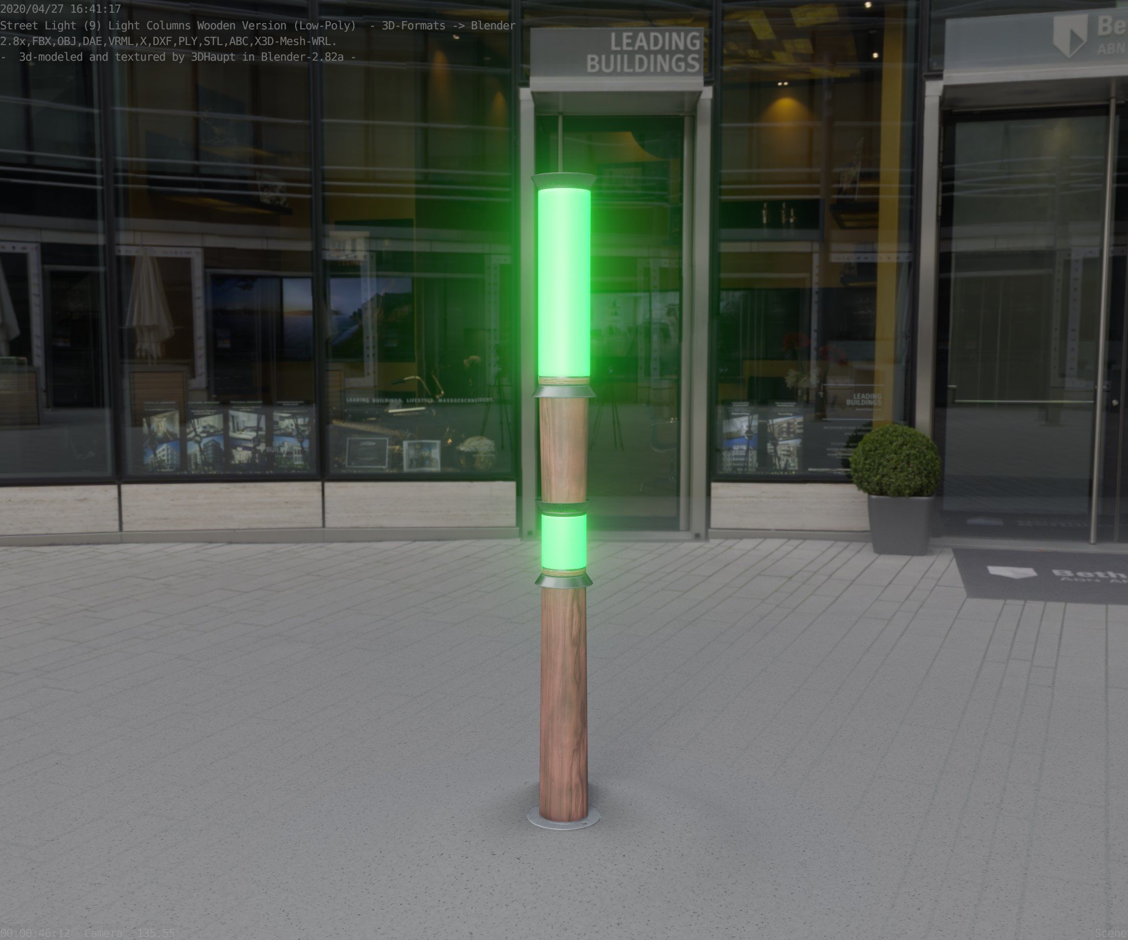 Wooden Light-Column 12 - Low-Poly Street-Light Set-9 Low-poly 3D model_16