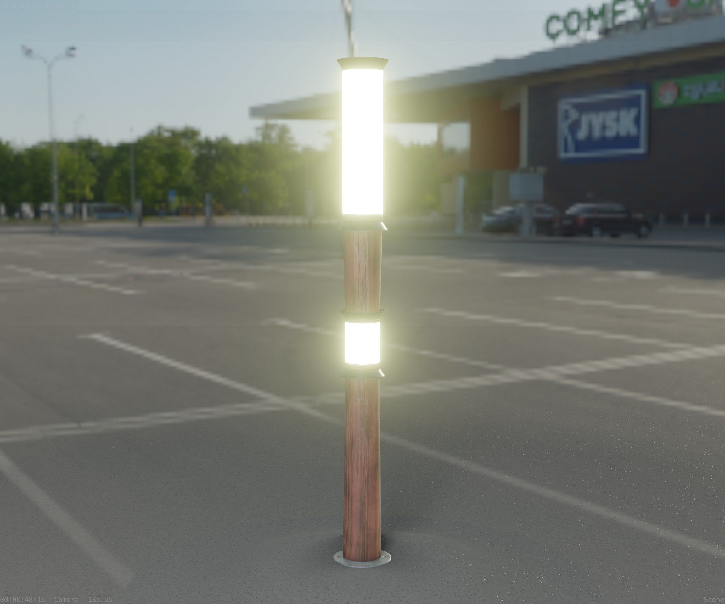 Wooden Light-Column 12 - Low-Poly Street-Light Set-9 Low-poly 3D model_68