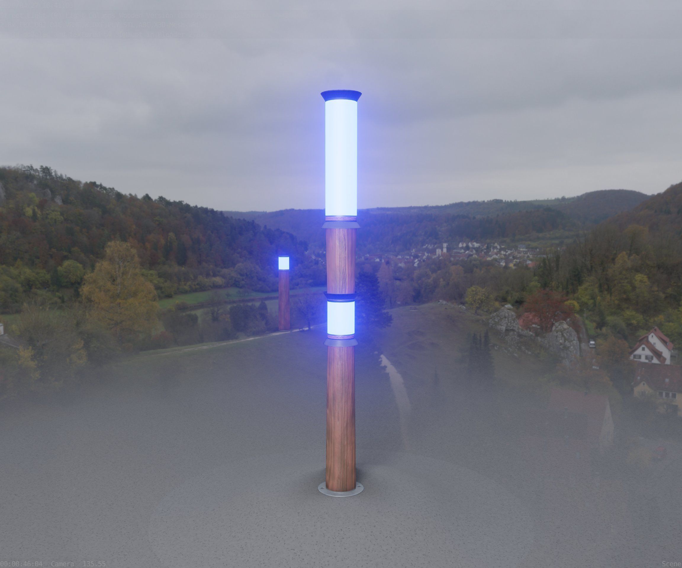 Wooden Light-Column 12 - Low-Poly Street-Light Set-9 Low-poly 3D model_8