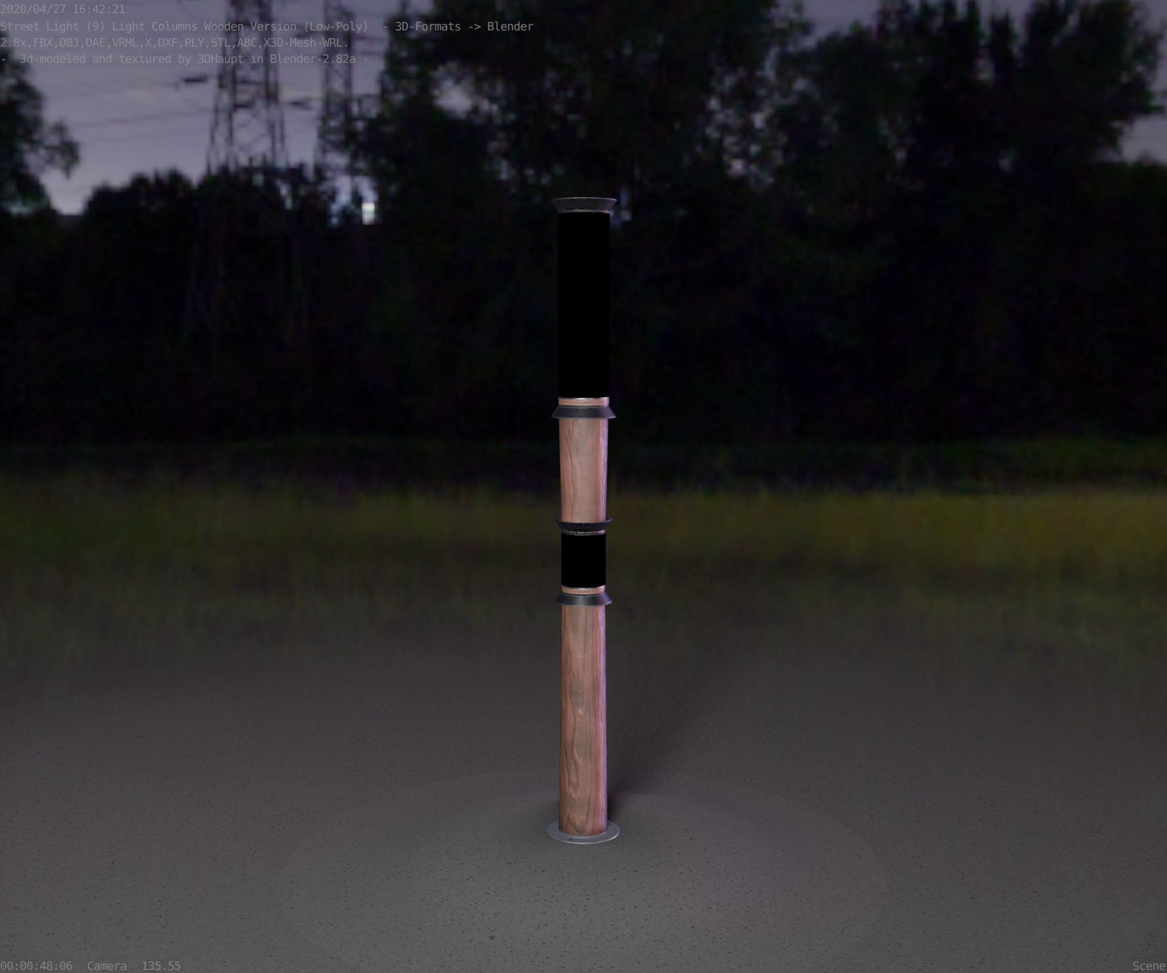 Wooden Light-Column 12 - Low-Poly Street-Light Set-9 Low-poly 3D model_58