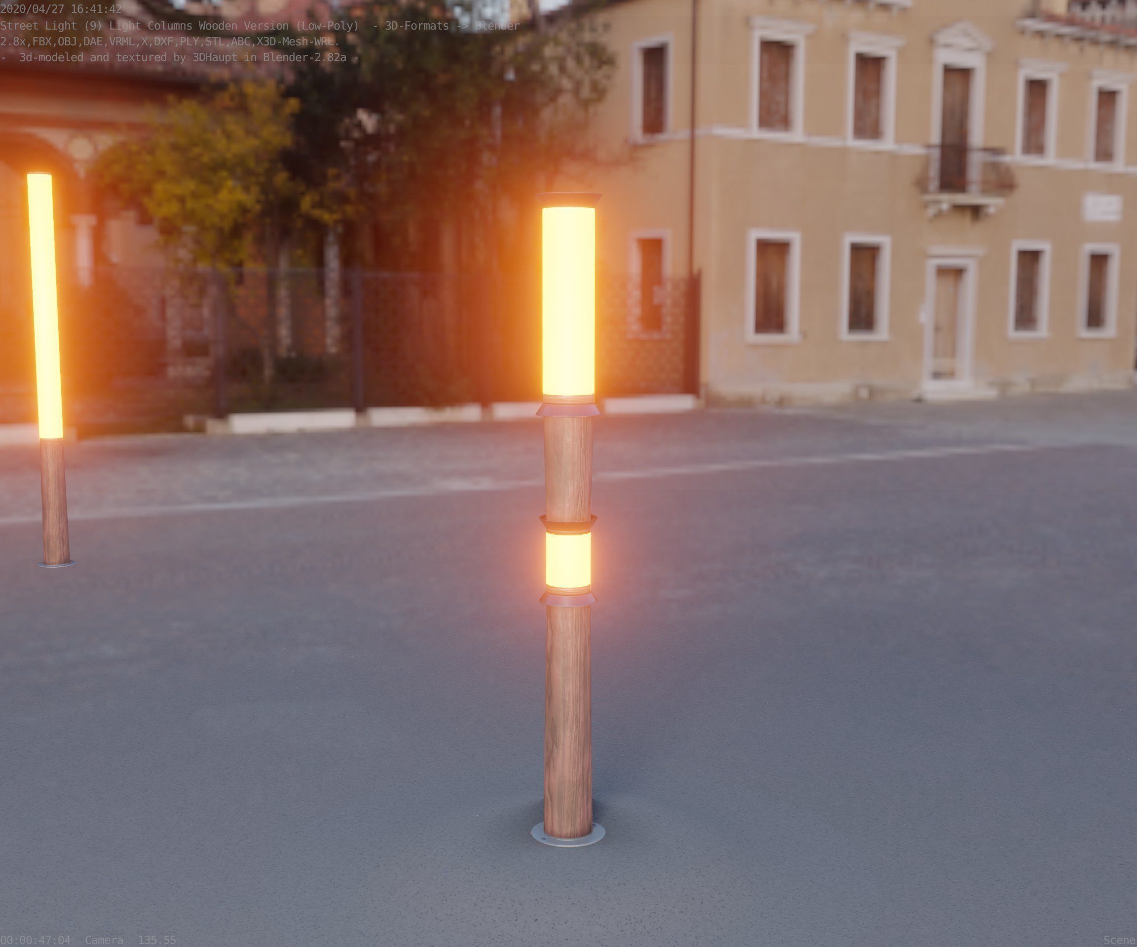 Wooden Light-Column 12 - Low-Poly Street-Light Set-9 Low-poly 3D model_32