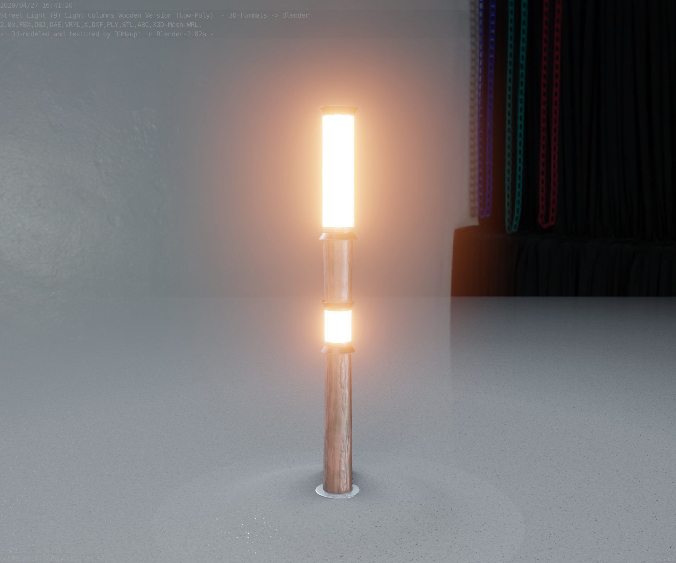 Wooden Light-Column 12 - Low-Poly Street-Light Set-9 Low-poly 3D model_18