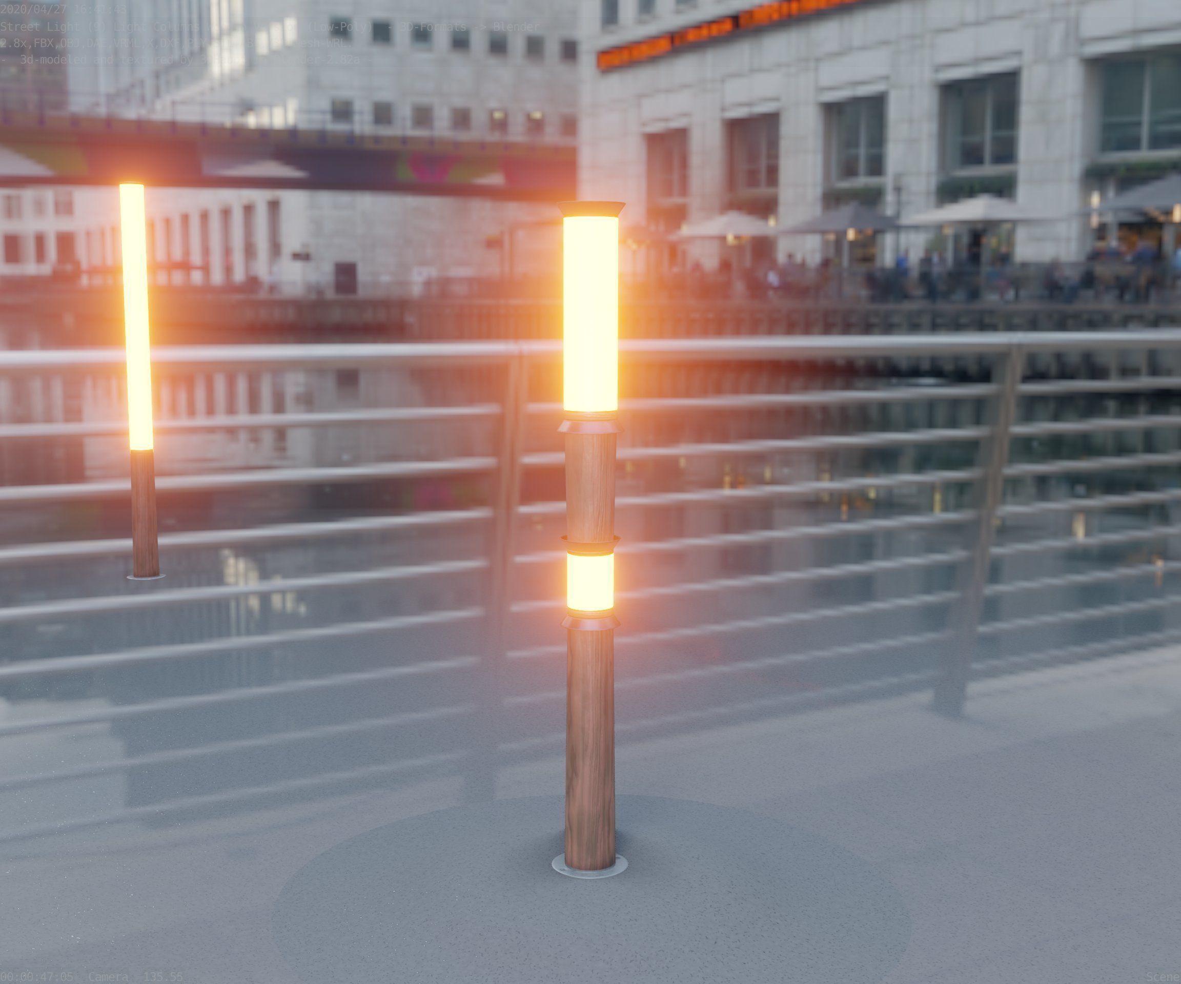 Wooden Light-Column 12 - Low-Poly Street-Light Set-9 Low-poly 3D model_33