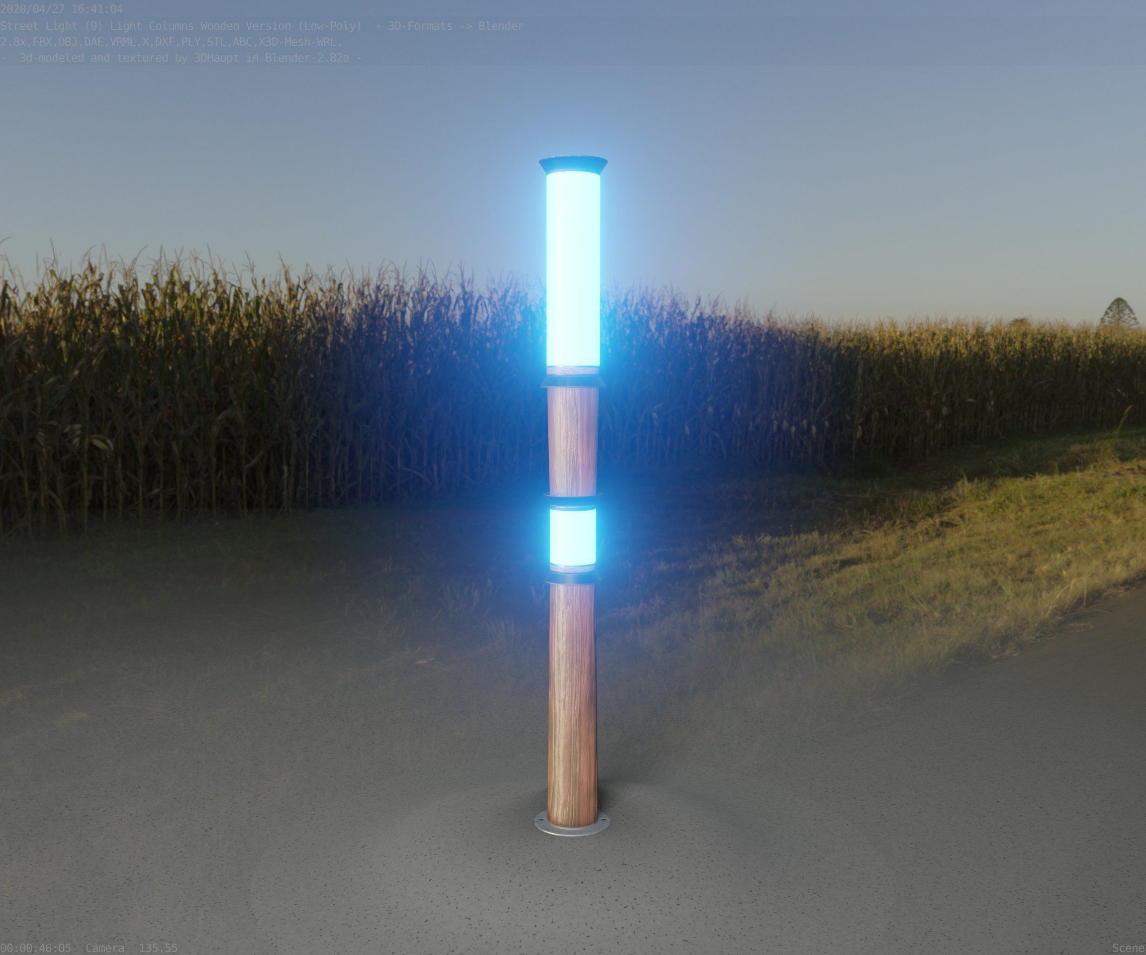Wooden Light-Column 12 - Low-Poly Street-Light Set-9 Low-poly 3D model_9