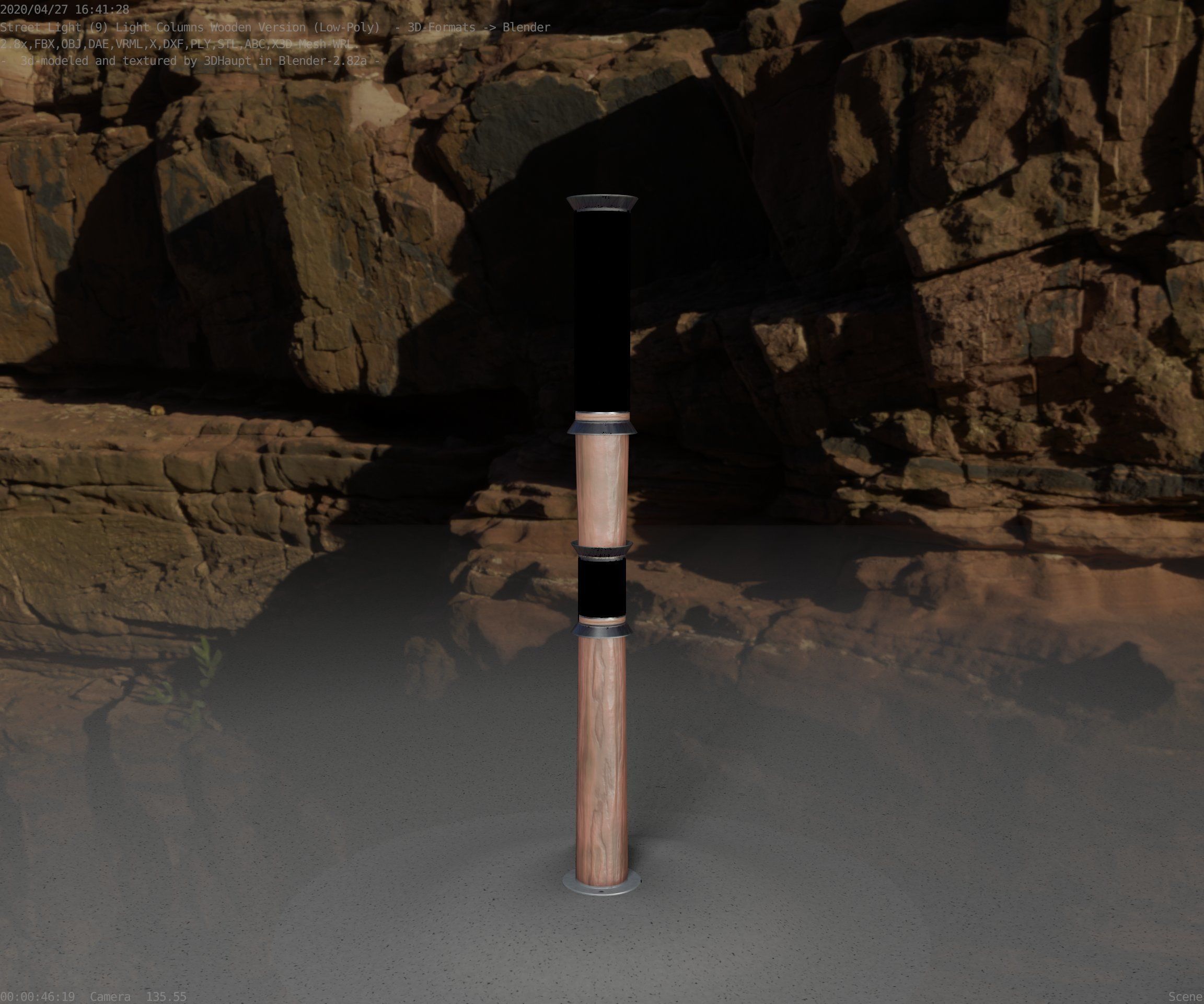 Wooden Light-Column 12 - Low-Poly Street-Light Set-9 Low-poly 3D model_23