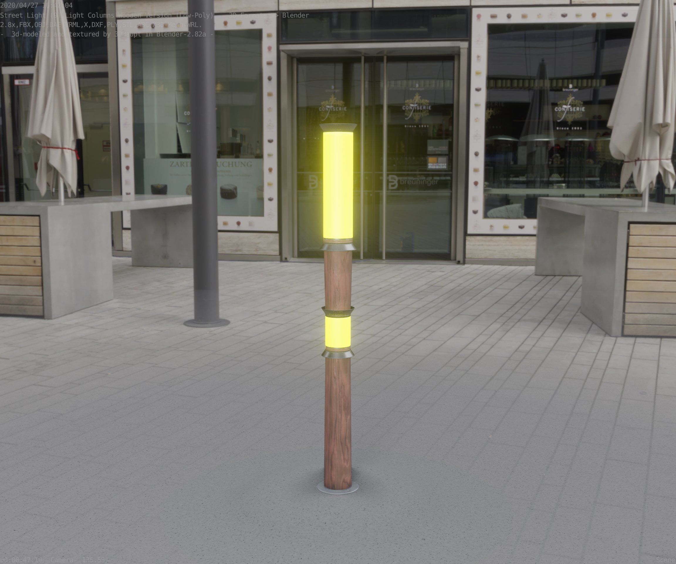 Wooden Light-Column 12 - Low-Poly Street-Light Set-9 Low-poly 3D model_47