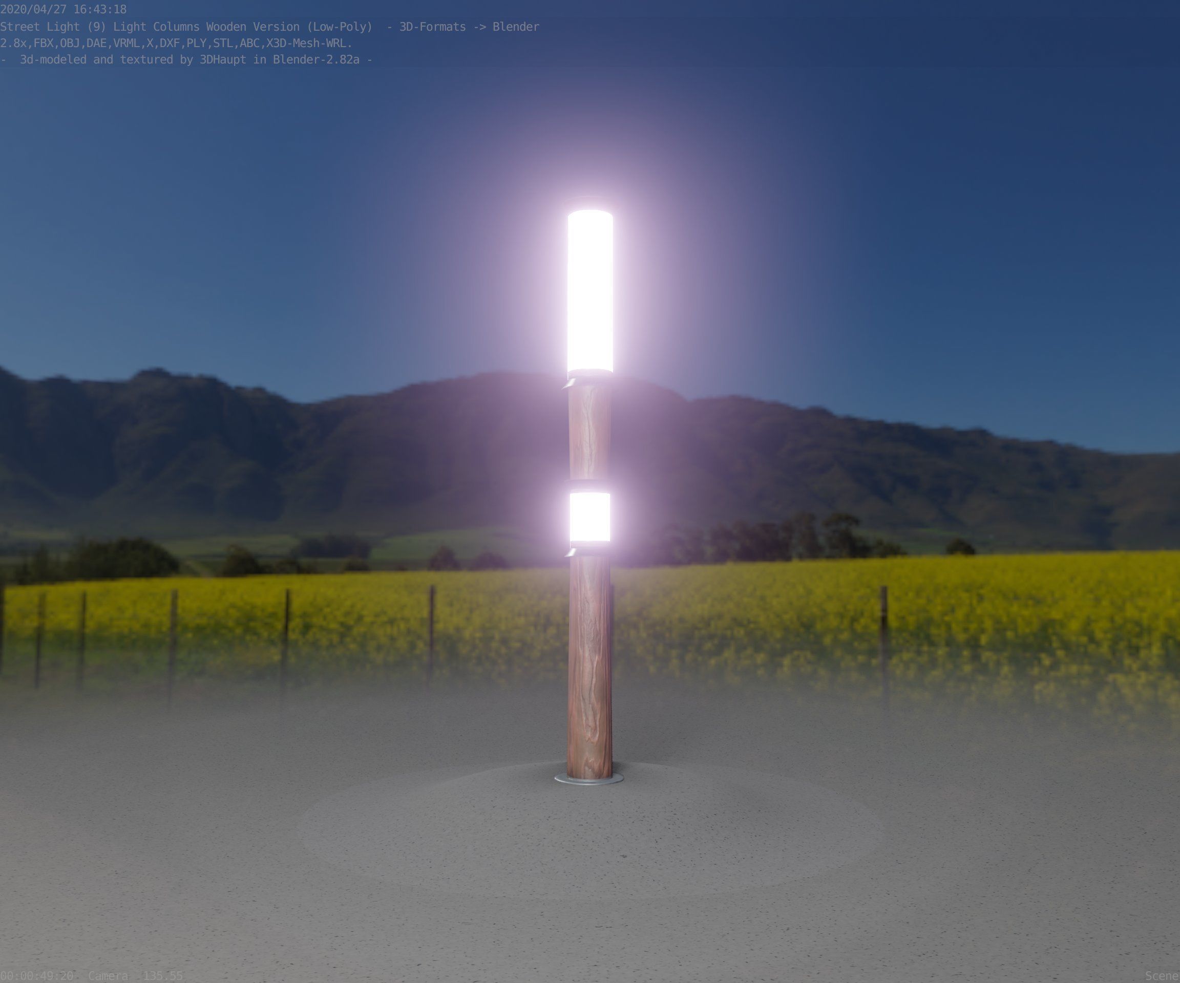 Wooden Light-Column 12 - Low-Poly Street-Light Set-9 Low-poly 3D model_96