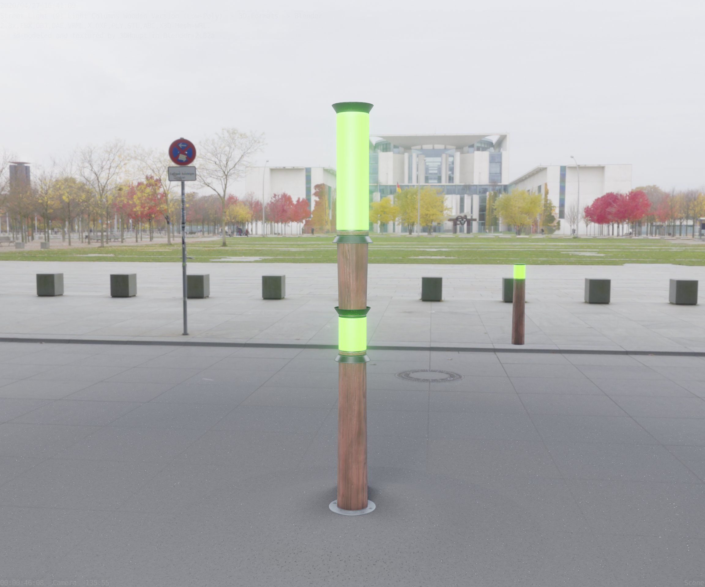 Wooden Light-Column 12 - Low-Poly Street-Light Set-9 Low-poly 3D model_12