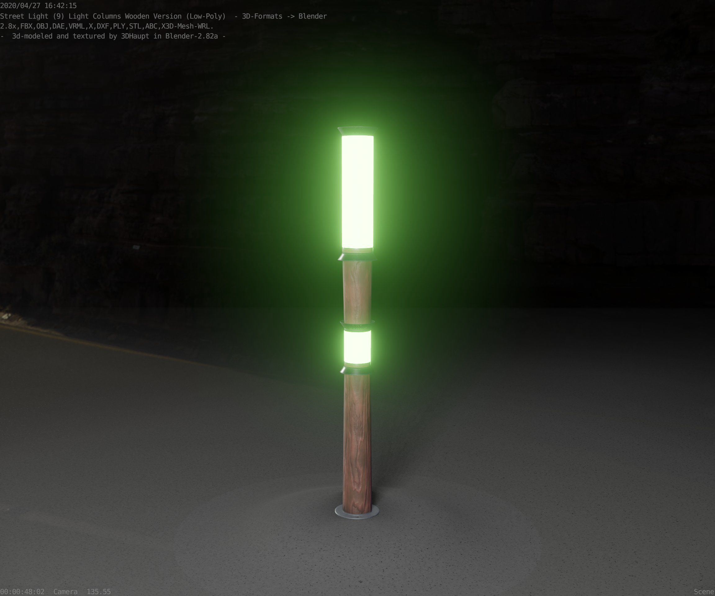 Wooden Light-Column 12 - Low-Poly Street-Light Set-9 Low-poly 3D model_54