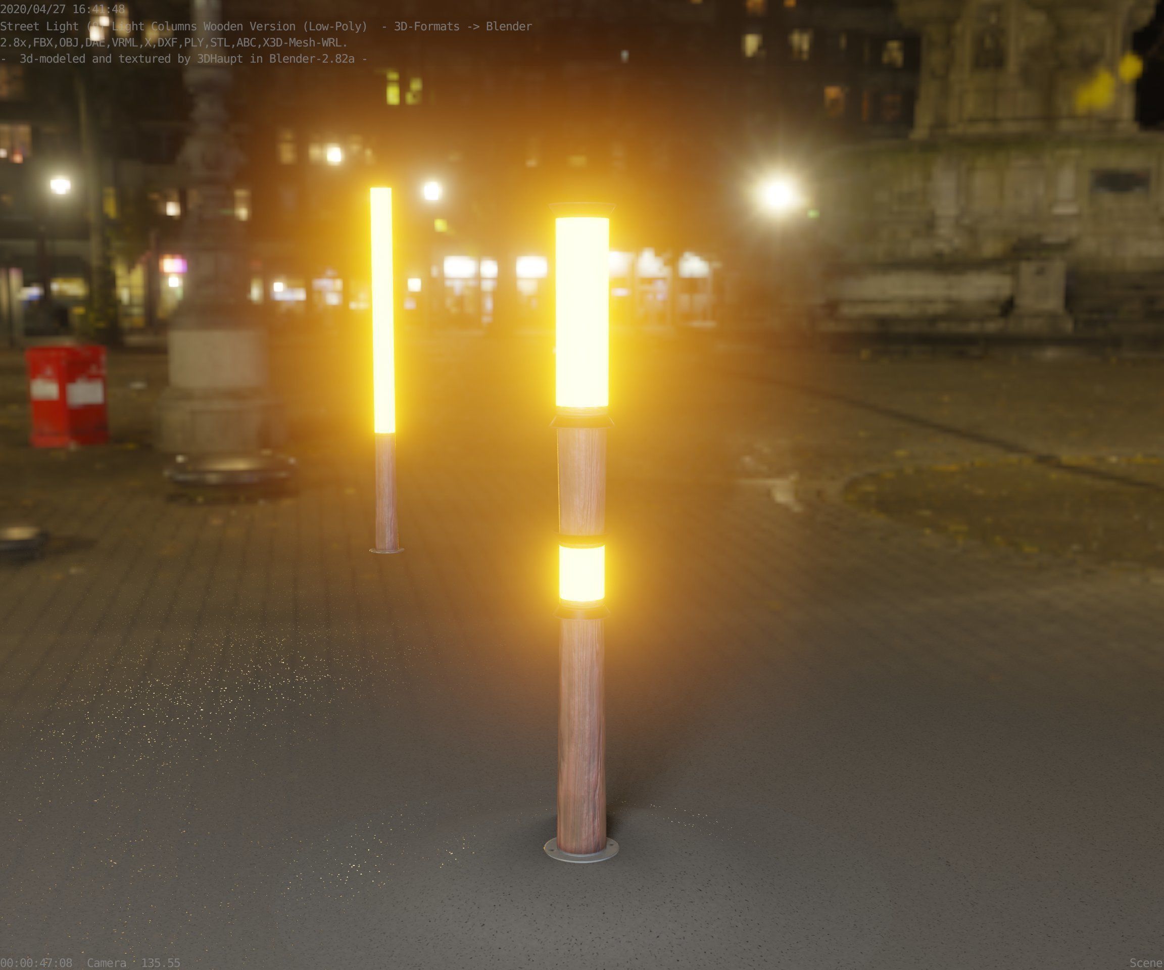Wooden Light-Column 12 - Low-Poly Street-Light Set-9 Low-poly 3D model_36