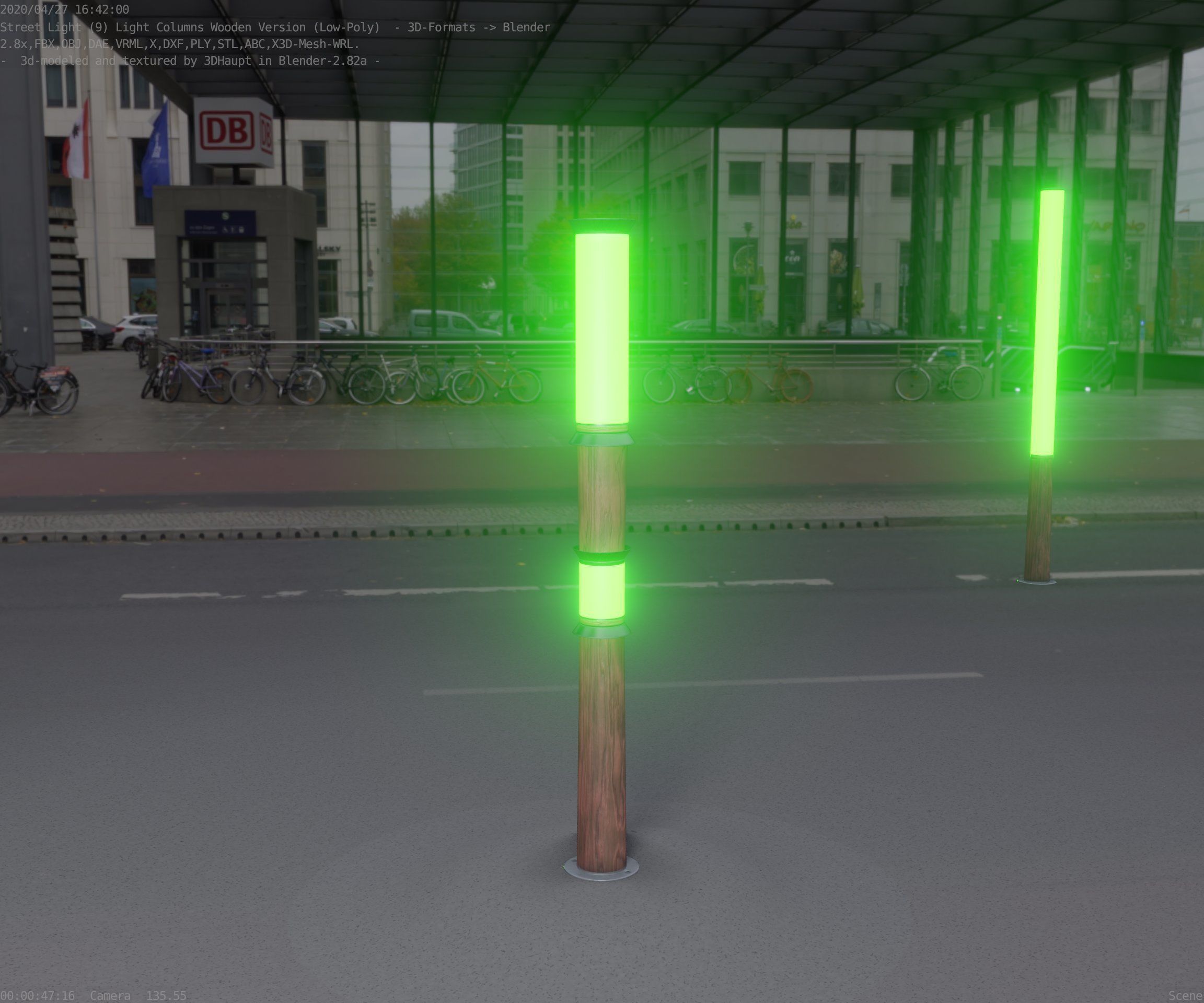 Wooden Light-Column 12 - Low-Poly Street-Light Set-9 Low-poly 3D model_44