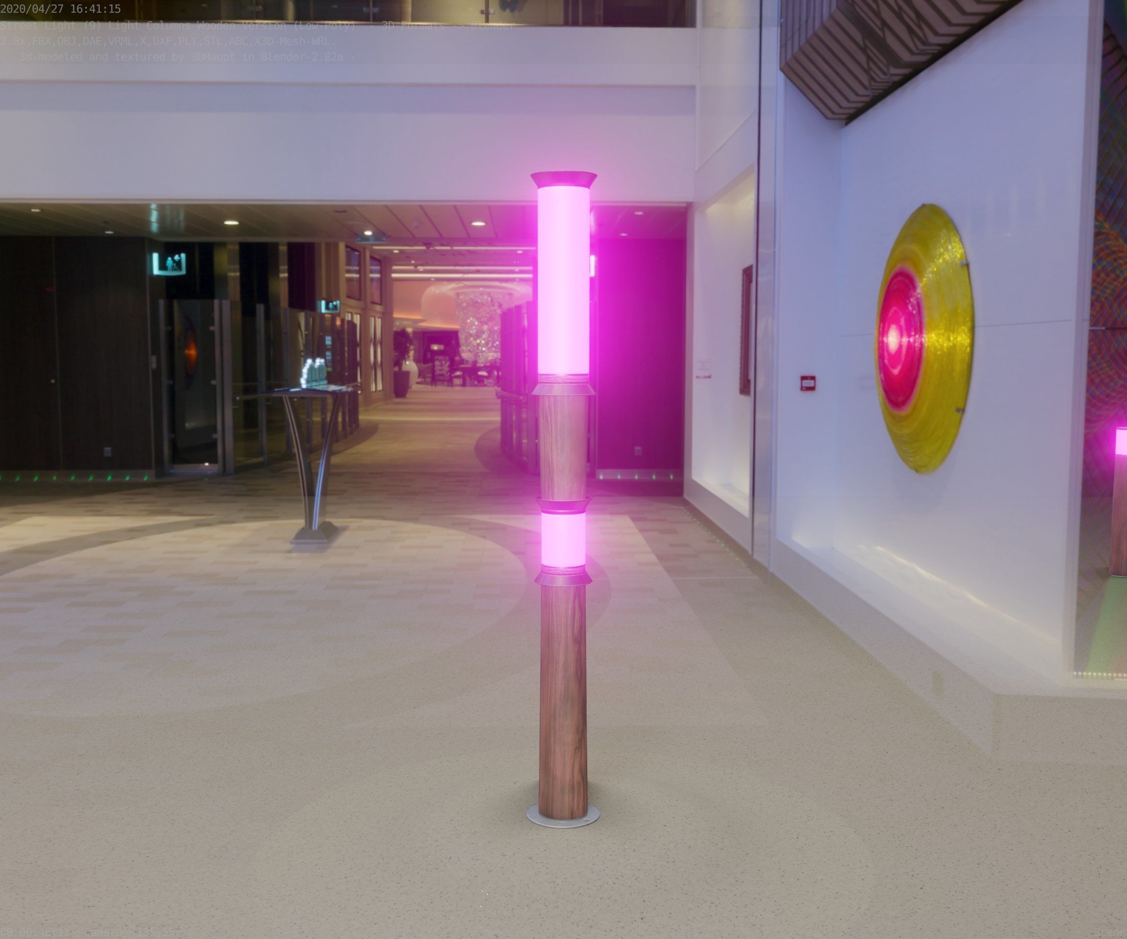 Wooden Light-Column 12 - Low-Poly Street-Light Set-9 Low-poly 3D model_15