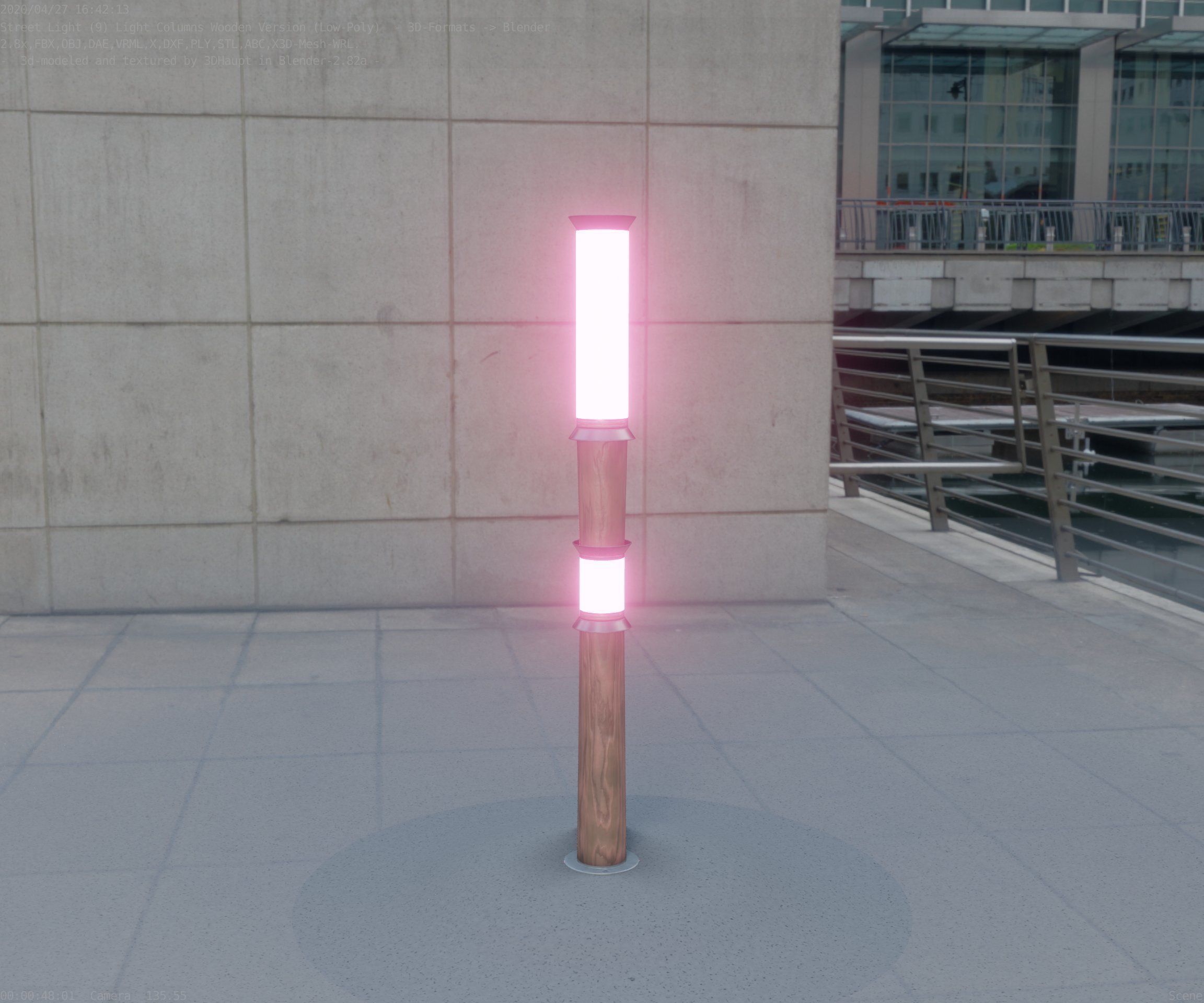 Wooden Light-Column 12 - Low-Poly Street-Light Set-9 Low-poly 3D model_53